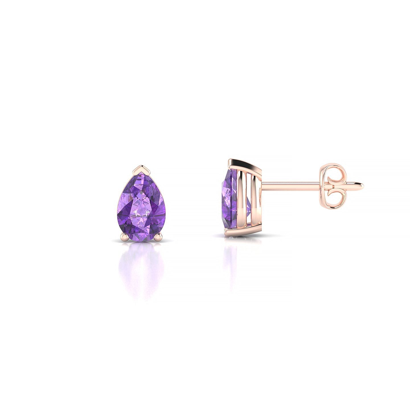 Radiance | 18k Rose Gold 6 x 4 mm Pear Amethyst Earrings
