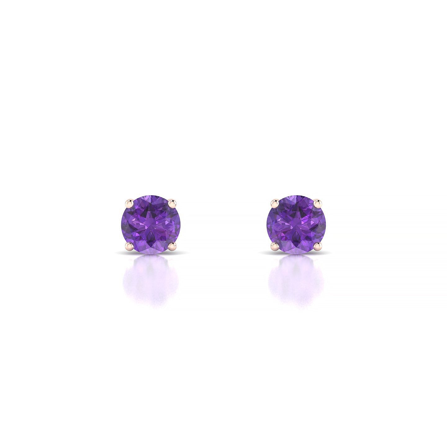 Radiance | 18k Rose Gold 4.5 mm Round Amethyst Earrings