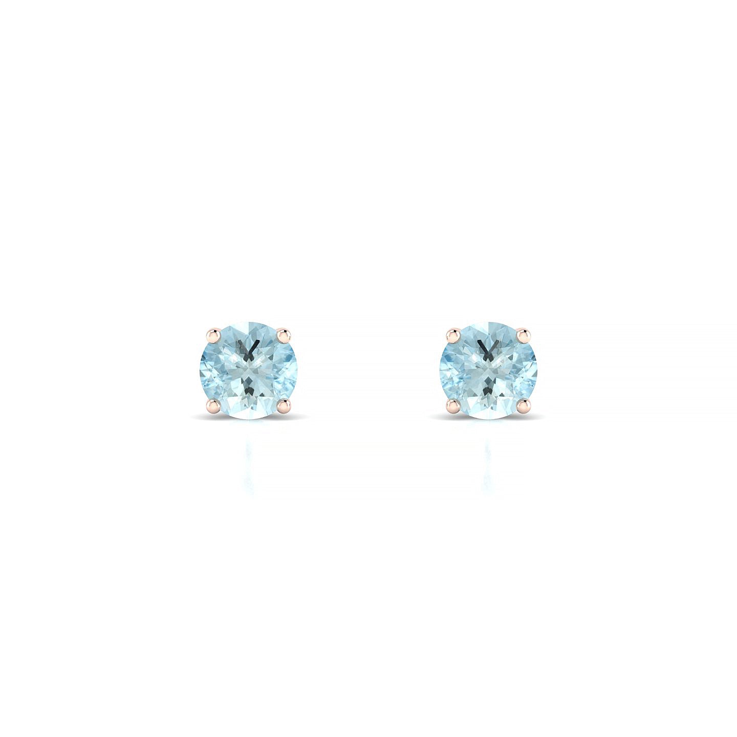 Radiance | 18k Rose Gold 4.5 mm Round Aquamarine Earrings