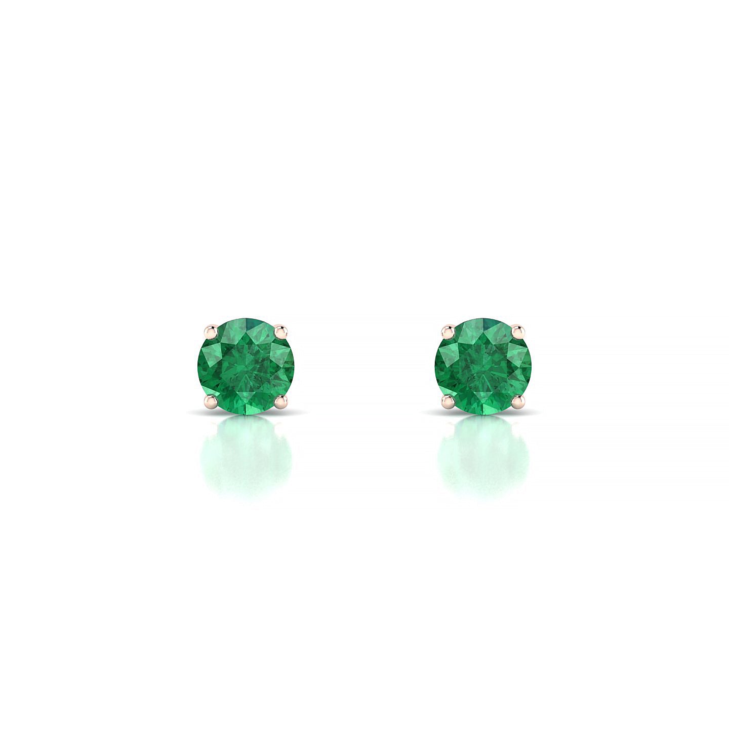 Radiance | 18k Rose Gold 4.5 mm Round Emerald Earrings