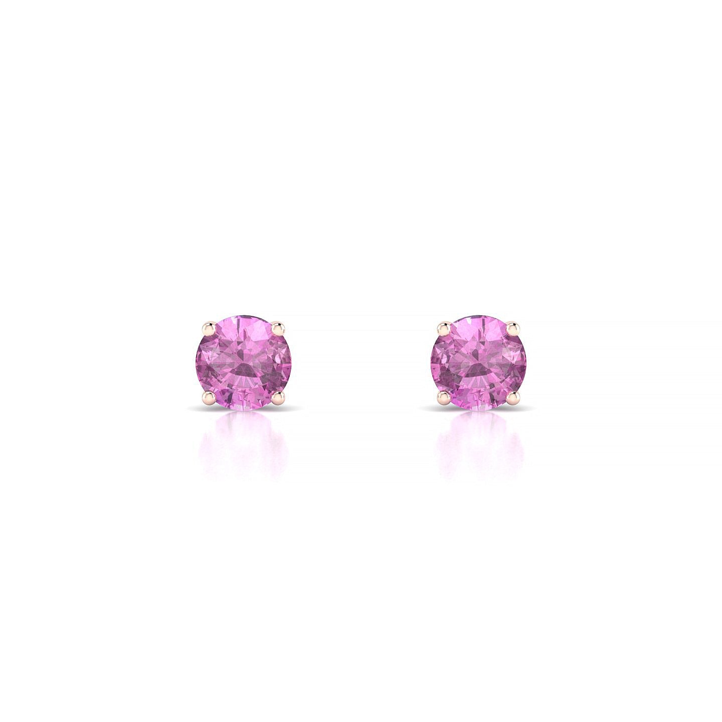 Radiance | 18k Rose Gold 4.5 mm Round Pink Sapphire Earrings