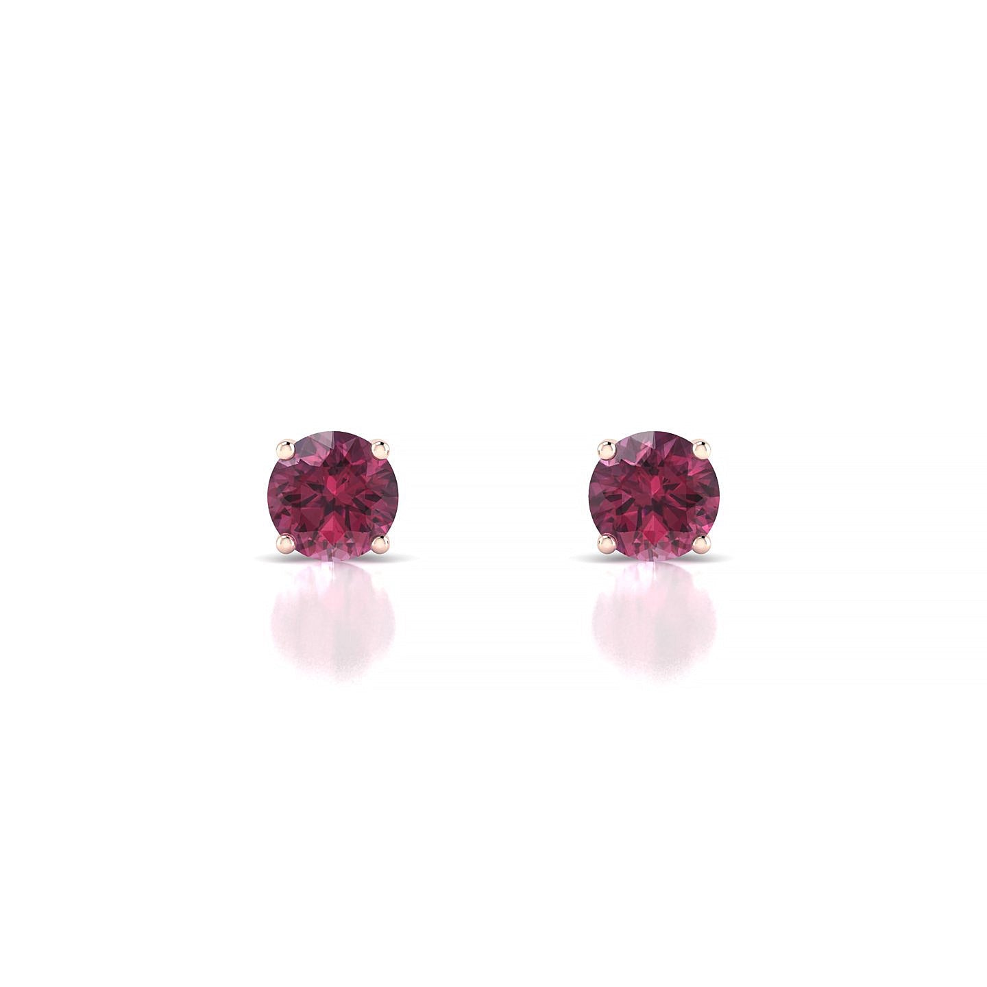Radiance | 18k Rose Gold 4.5 mm Round Rhodolite Earrings
