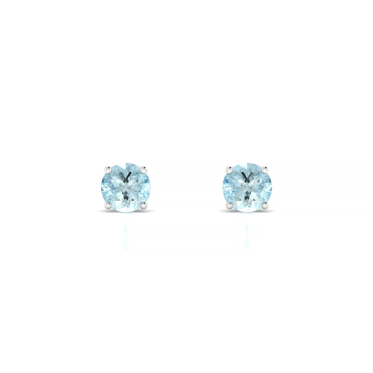 Radiance | 18k White Gold 4.5 mm Round Aquamarine Earrings