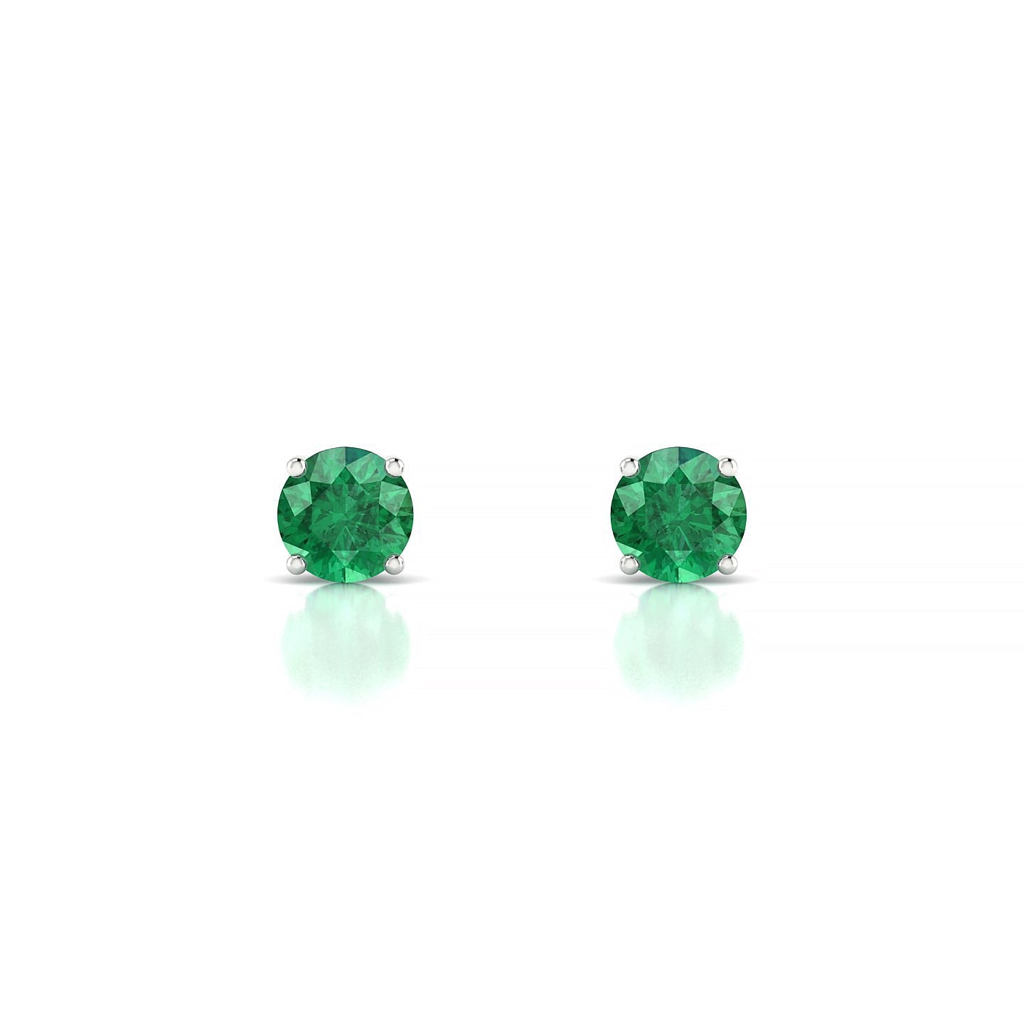 Radiance | 18k White Gold 4.5 mm Round Emerald Earrings