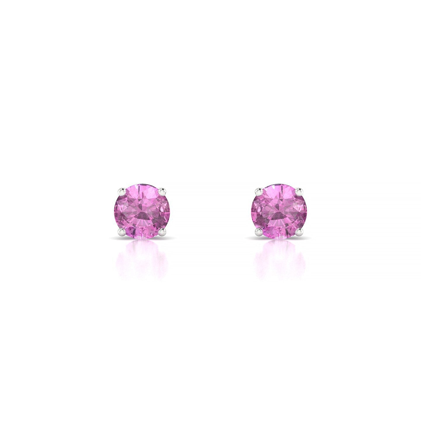 Radiance | 18k White Gold 4.5 mm Round Pink Sapphire Earrings