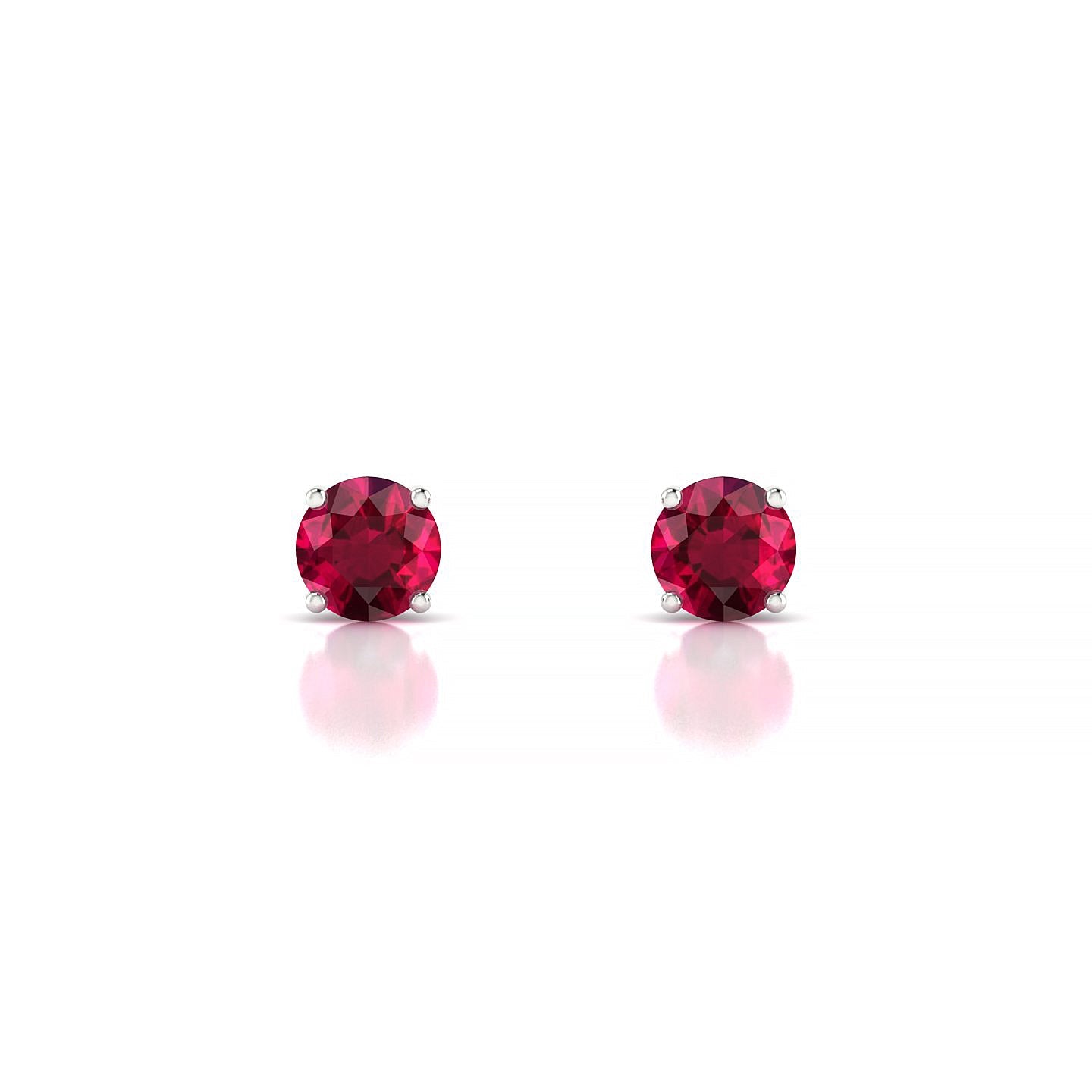 Radiance | 18k White Gold 4.5 mm Round Ruby Earrings