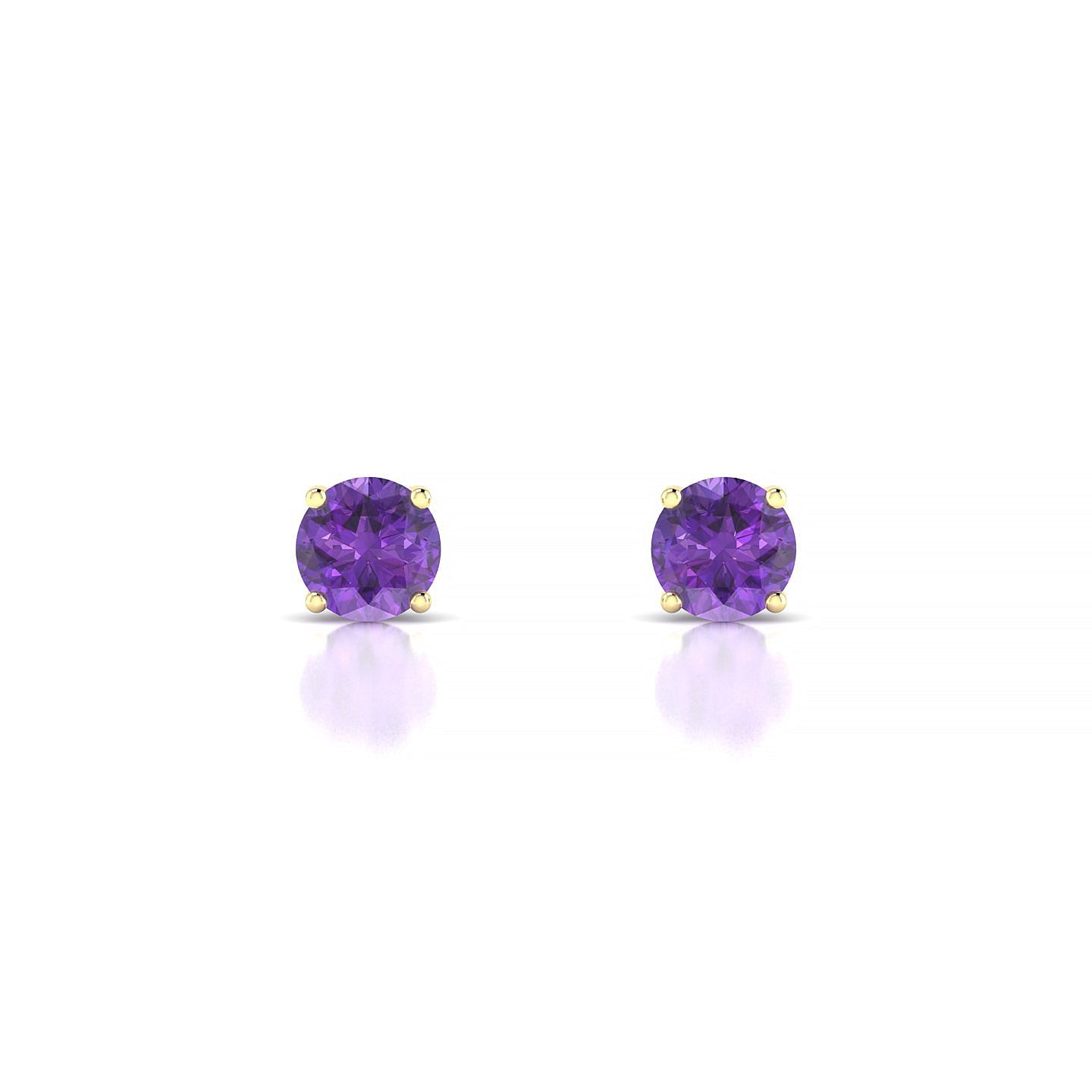 Radiance | 18k Yellow Gold 4.5 mm Round Amethyst Earrings