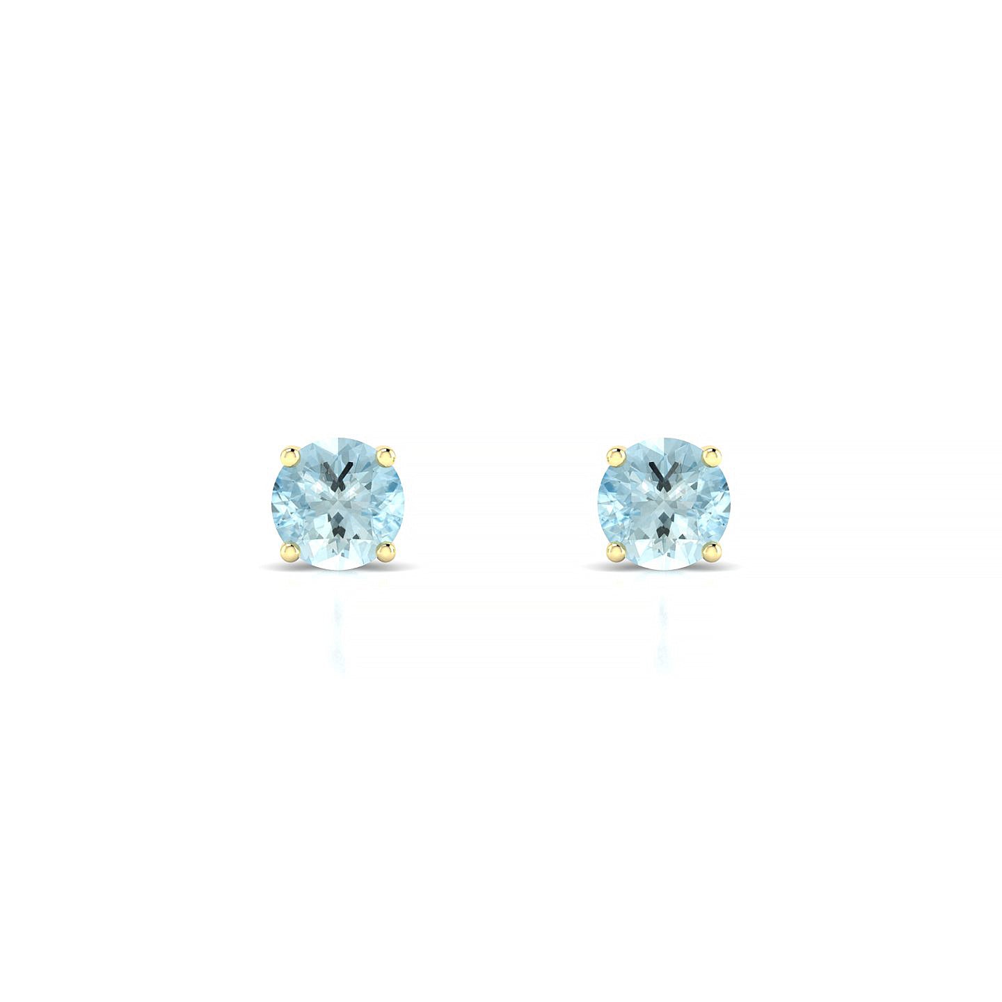 Radiance | 18k Yellow Gold 4.5 mm Round Aquamarine Earrings