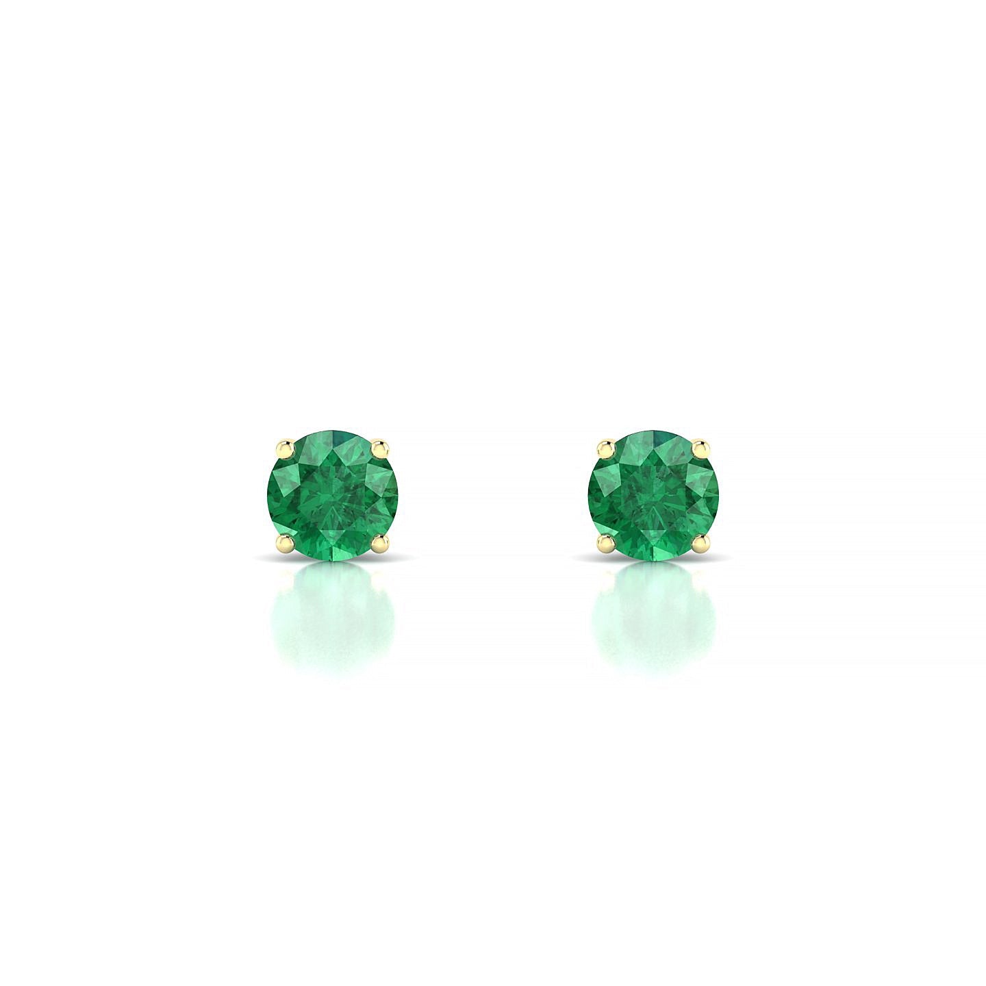 Radiance | 18k Yellow Gold 4.5 mm Round Emerald Earrings