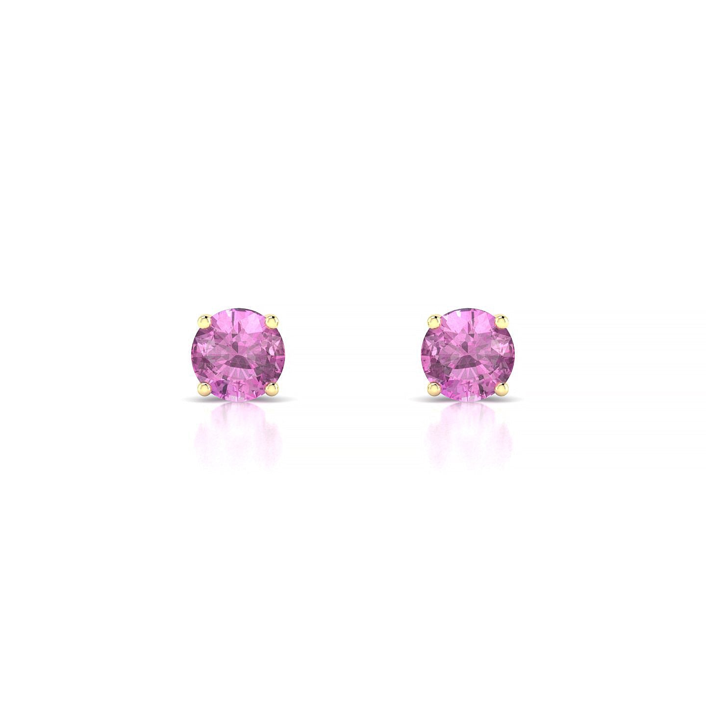 Radiance | 18k Yellow Gold 4.5 mm Round Pink Sapphire Earrings