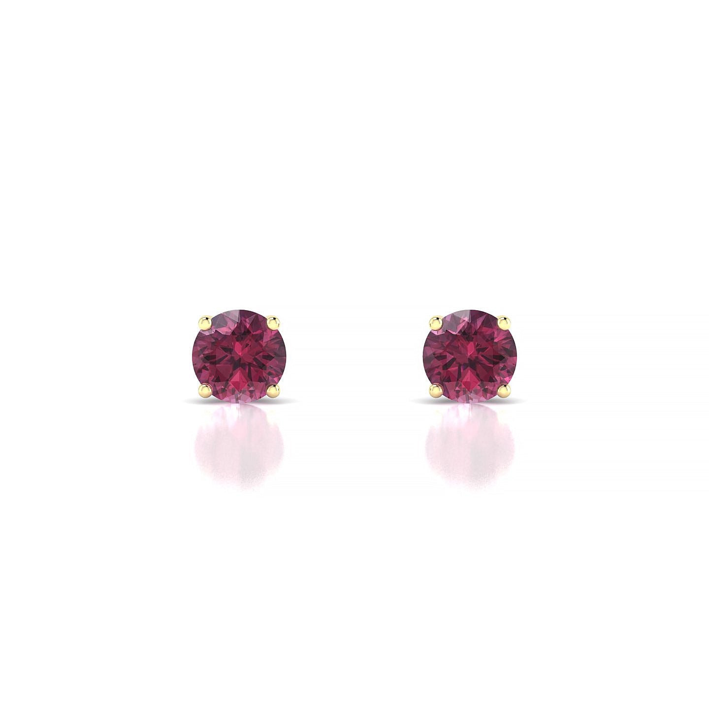 Radiance | 18k Yellow Gold 4.5 mm Round Rhodolite Earrings