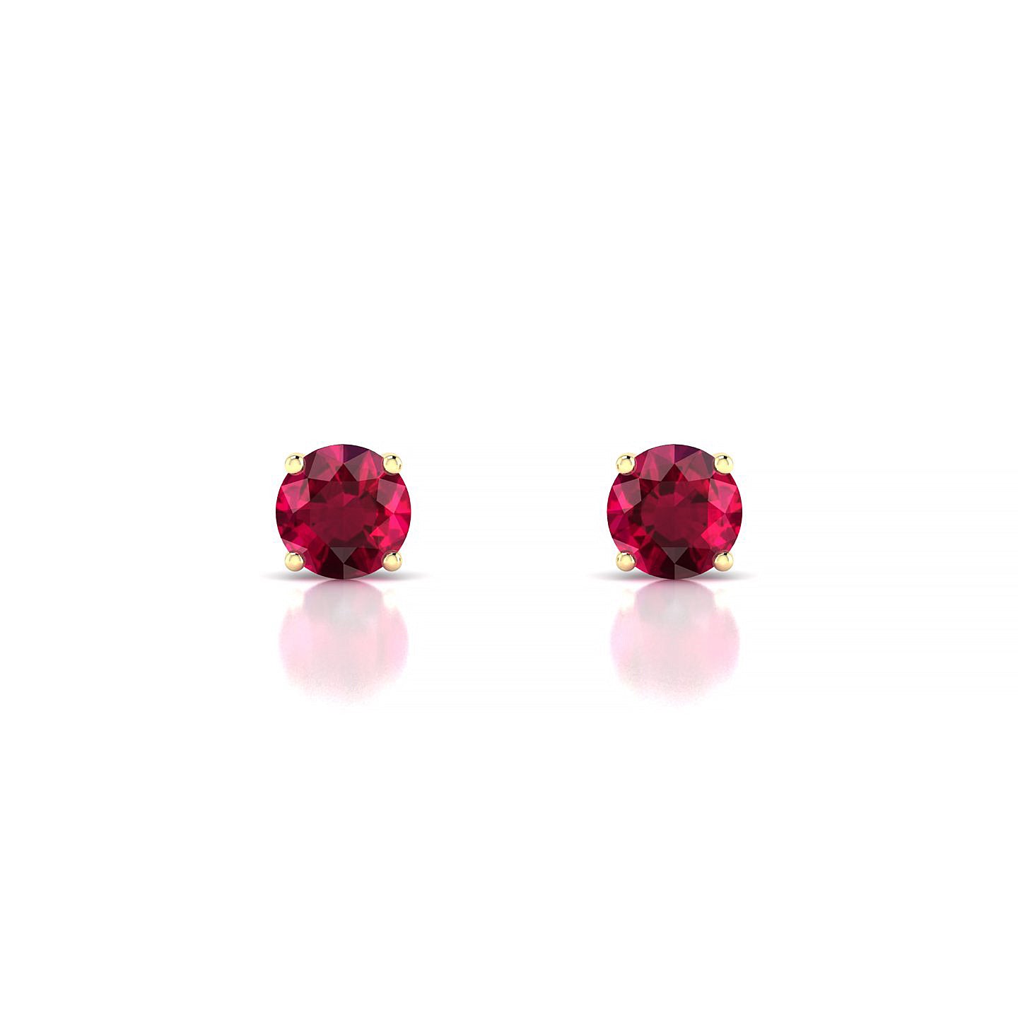 Radiance | 18k Yellow Gold 4.5 mm Round Ruby Earrings