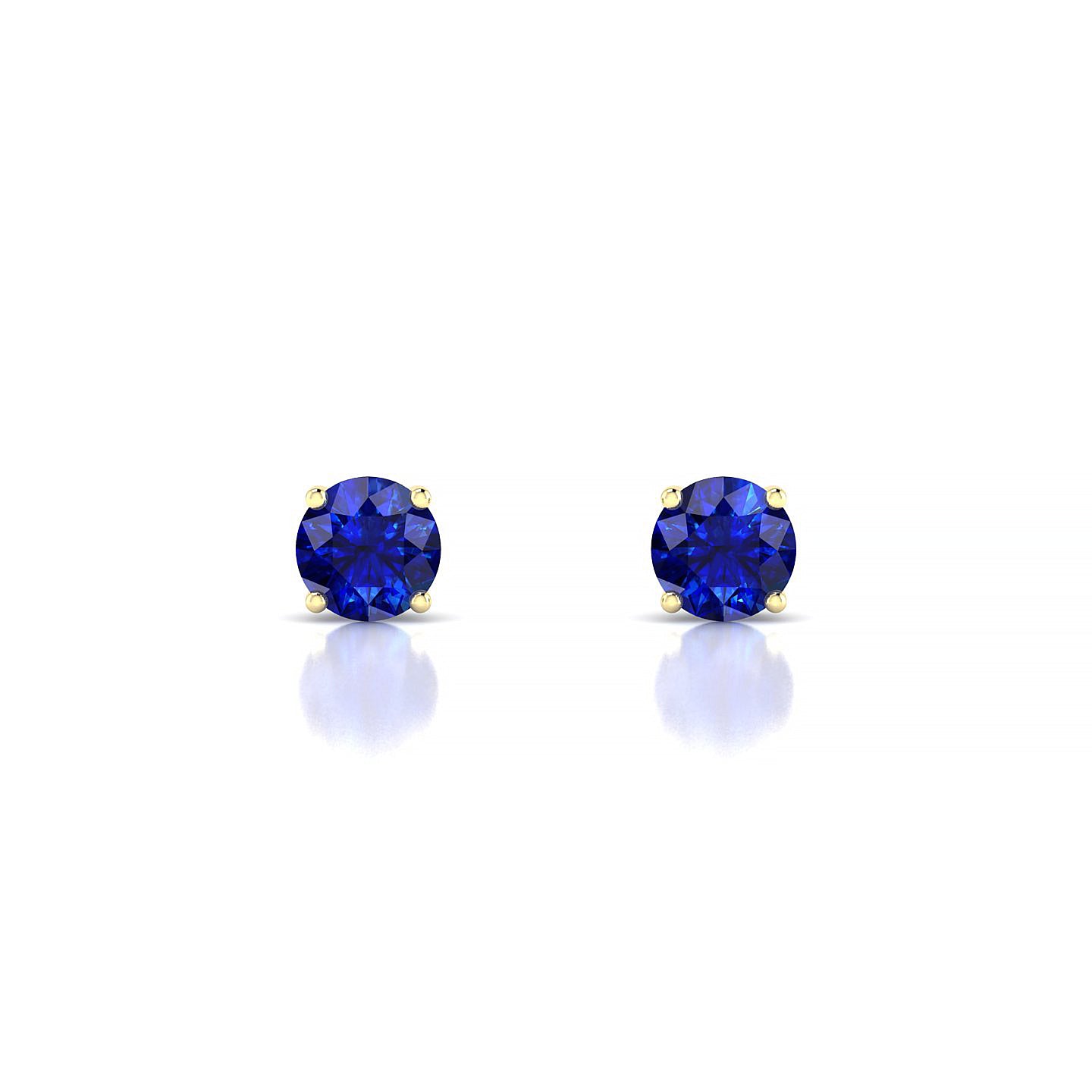 Radiance | 18k Yellow Gold 4.5 mm Round Sapphire Earrings