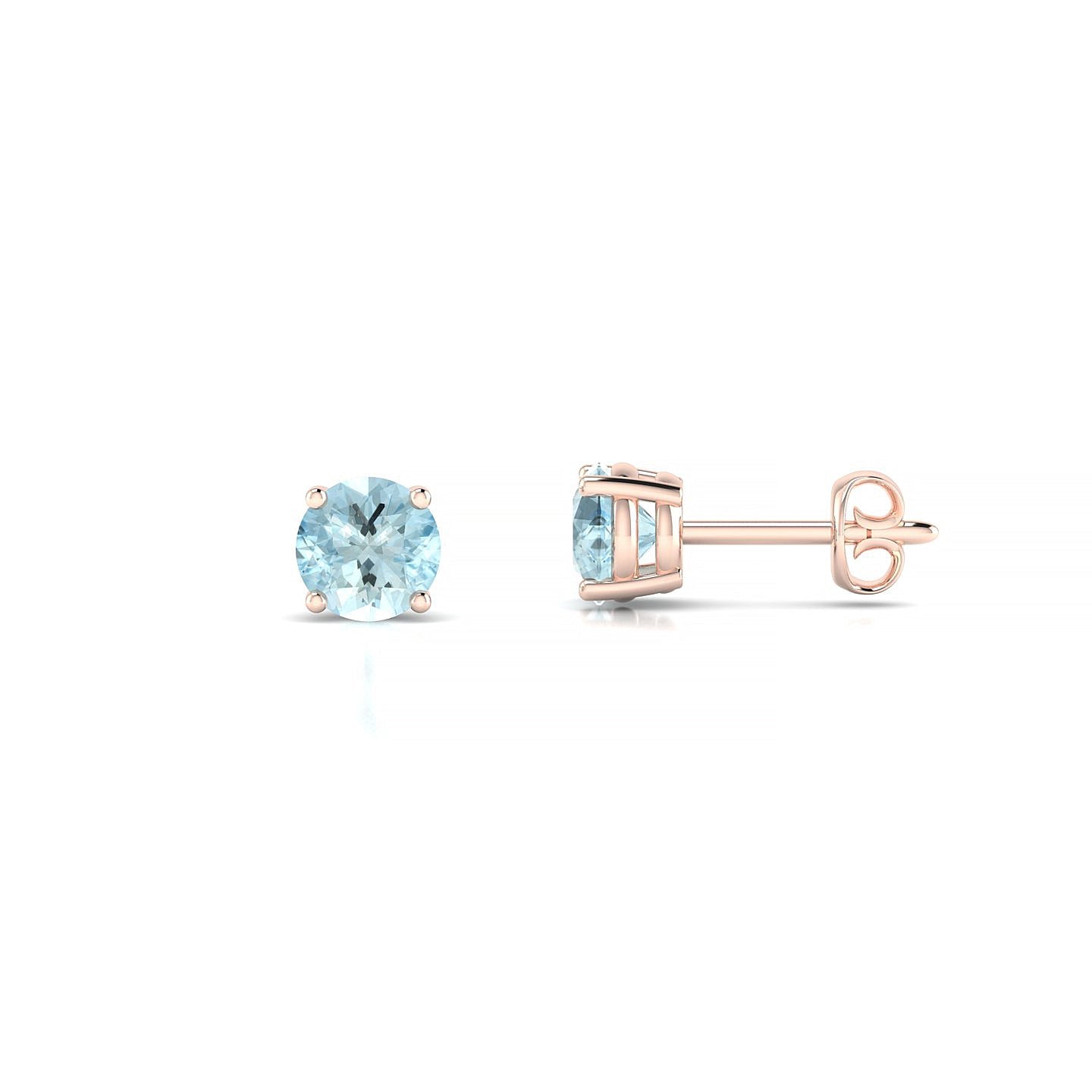 Radiance | 18k Rose Gold 4.5 mm Round Aquamarine Earrings