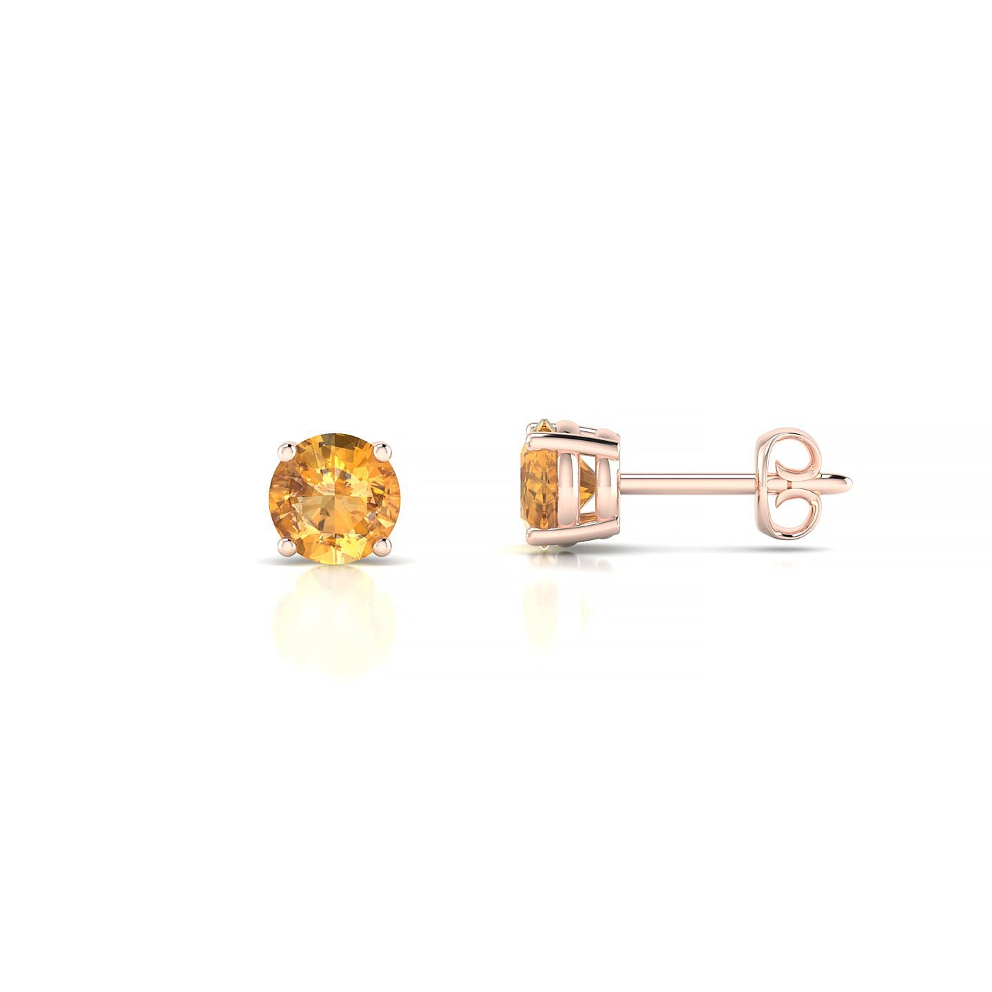 Radiance | 18k Rose Gold 4.5 mm Round Citrine Earrings