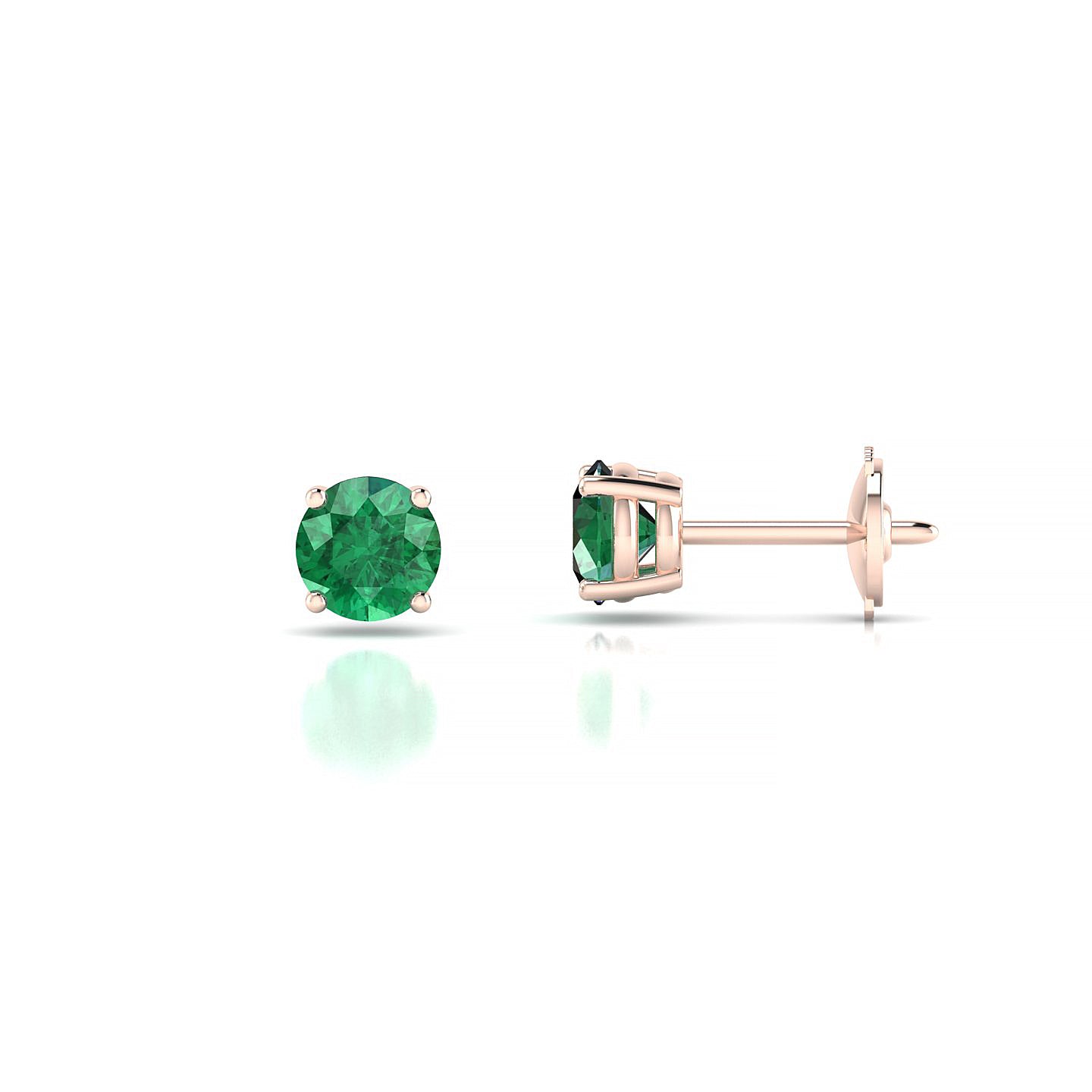 Radiance | 18k Rose Gold 4.5 mm Round Emerald Earrings