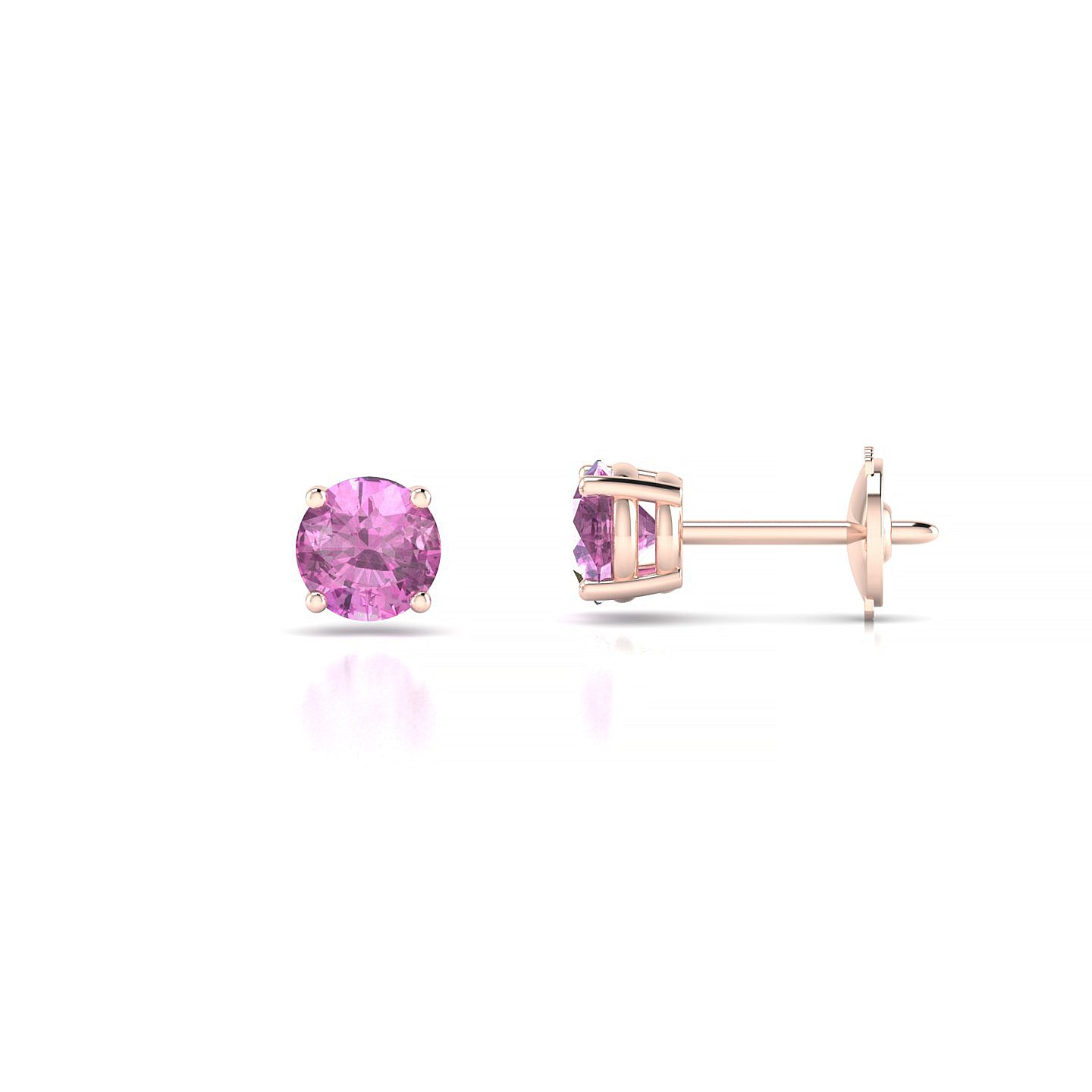 Radiance | 18k Rose Gold 4.5 mm Round Pink Sapphire Earrings