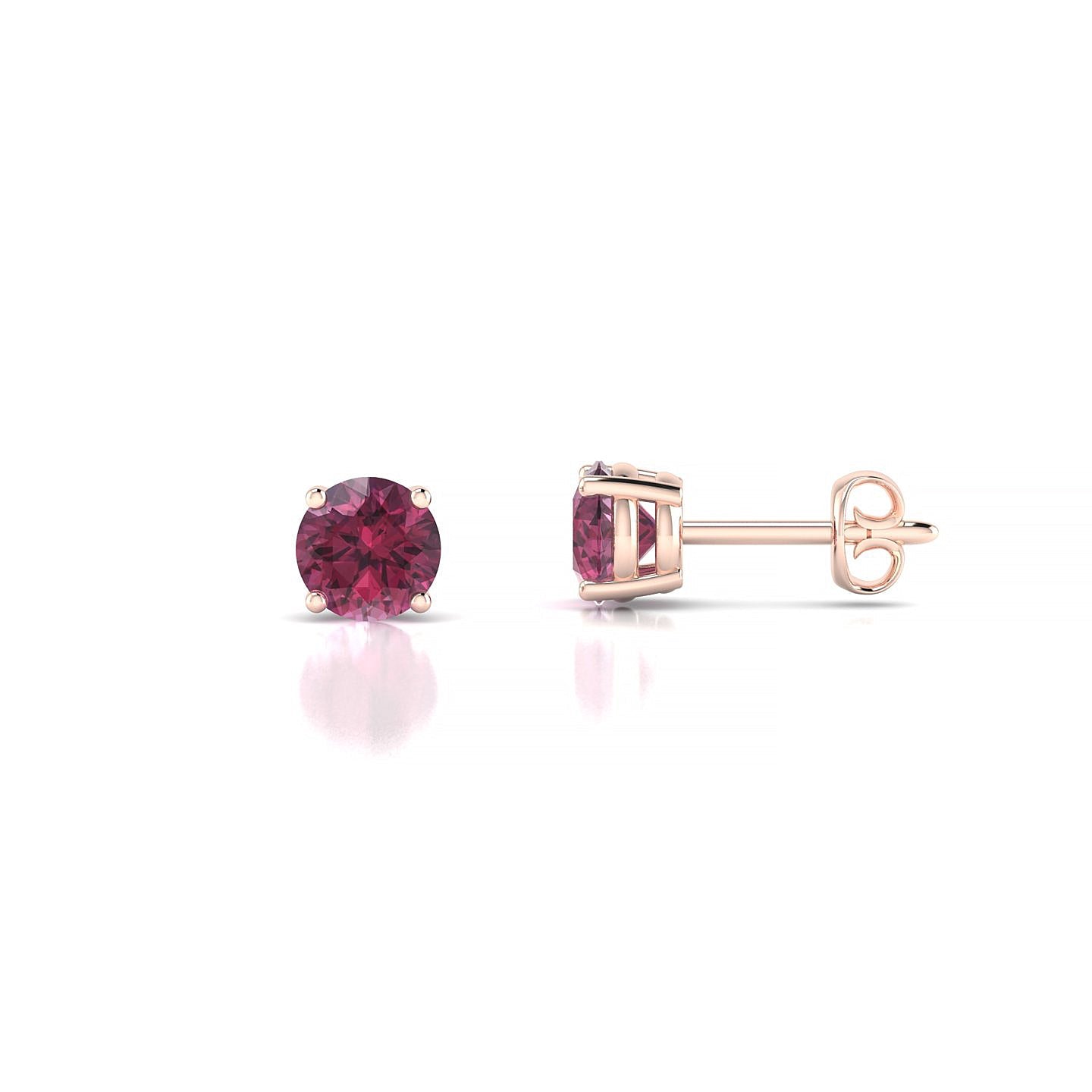 Radiance | 18k Rose Gold 4.5 mm Round Rhodolite Earrings