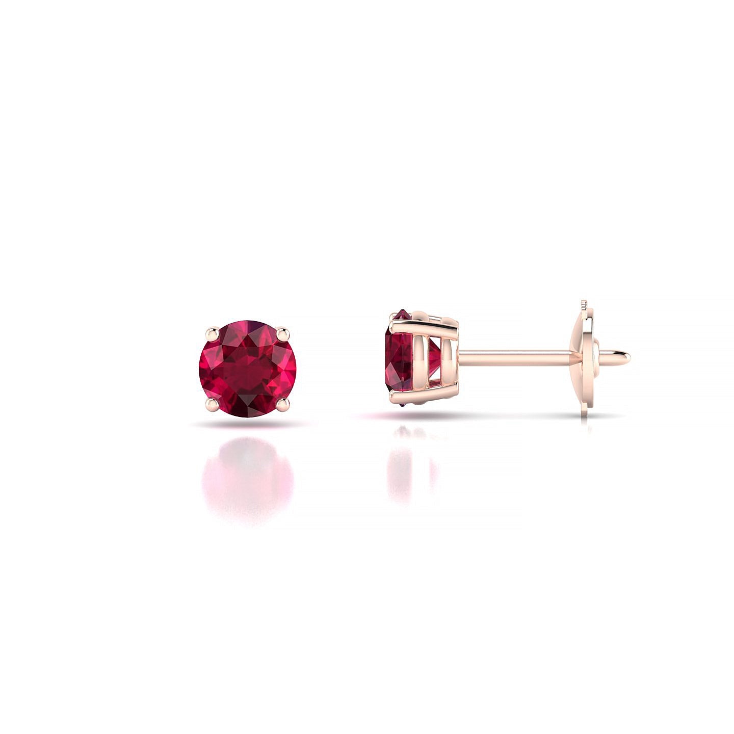 Radiance | 18k Rose Gold 4.5 mm Round Ruby Earrings