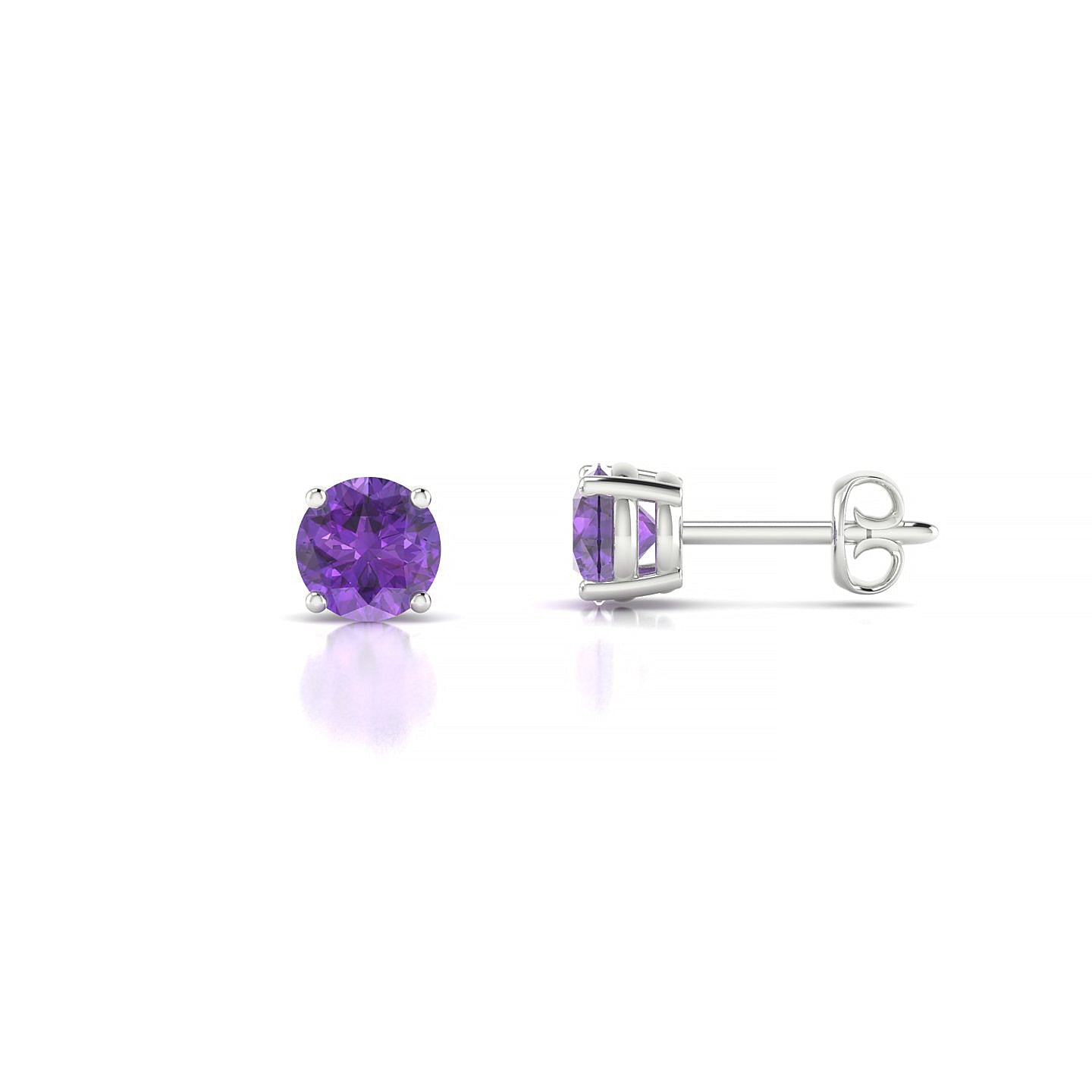 Radiance | 18k White Gold 4.5 mm Round Amethyst Earrings