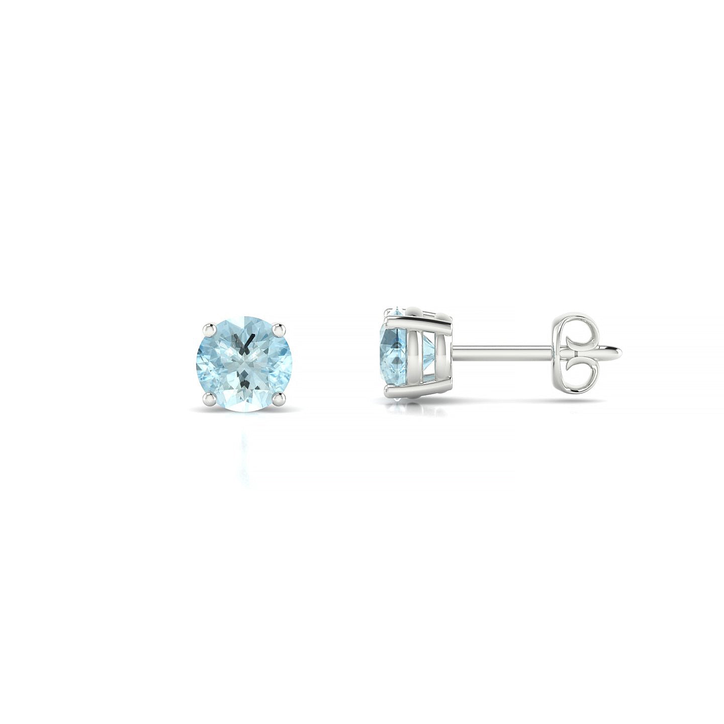 Radiance | 18k White Gold 4.5 mm Round Aquamarine Earrings