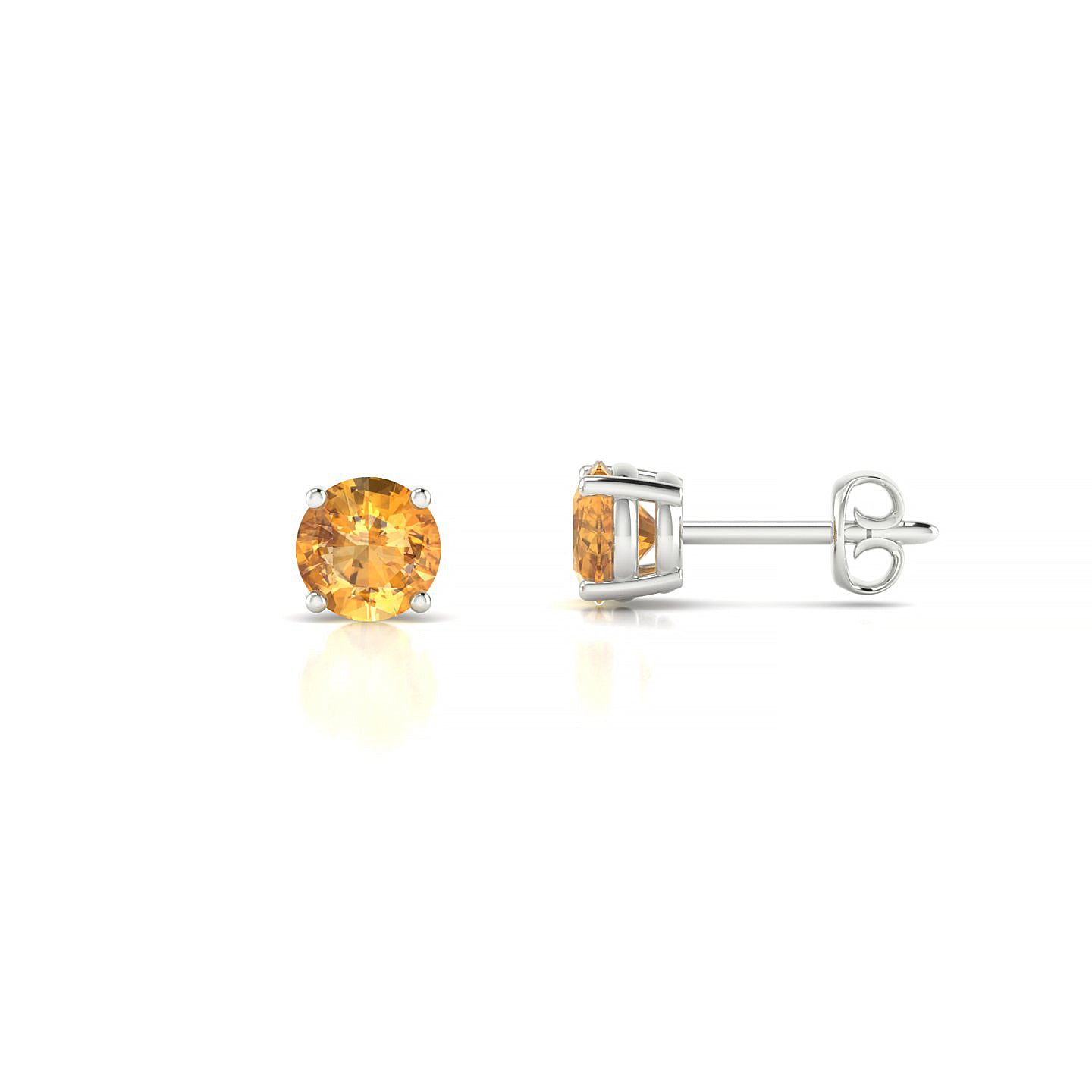 Radiance | 18k White Gold 4.5 mm Round Citrine Earrings