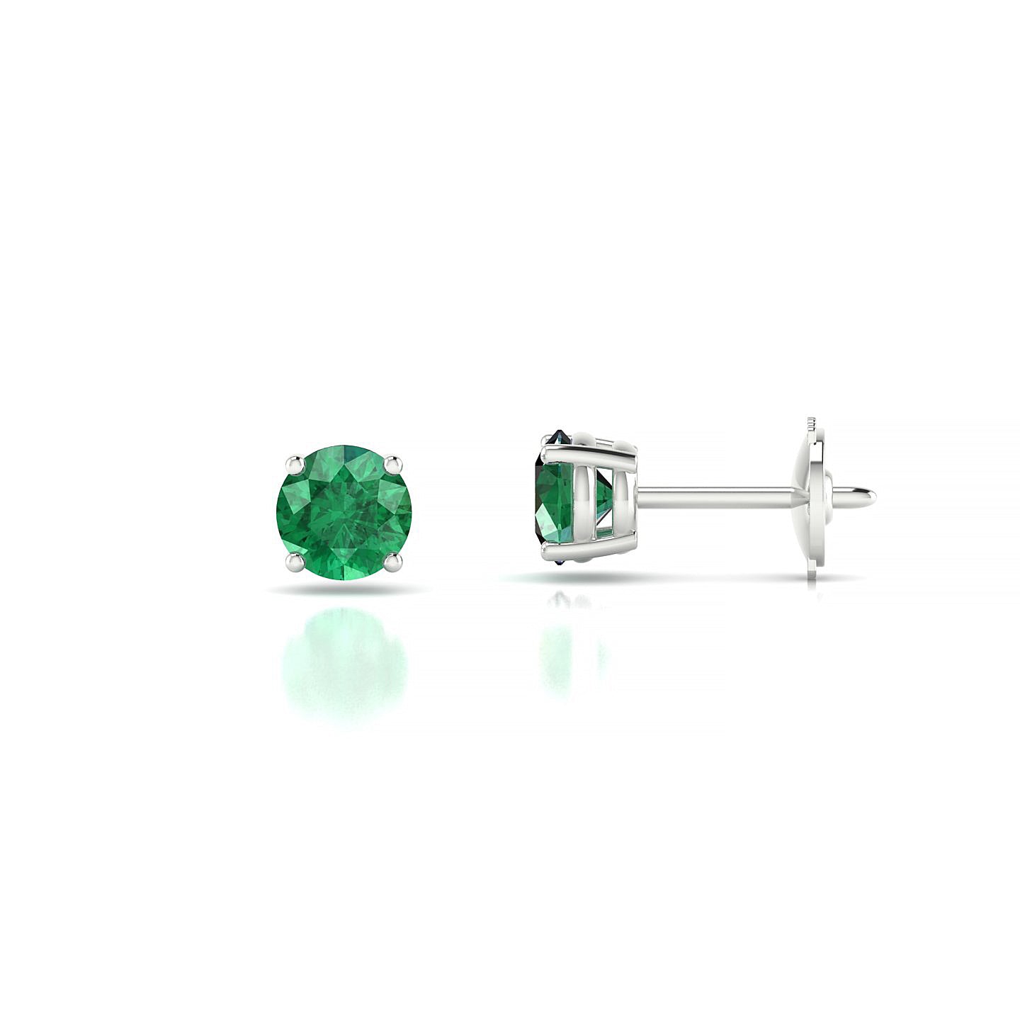 Radiance | 18k White Gold 4.5 mm Round Emerald Earrings