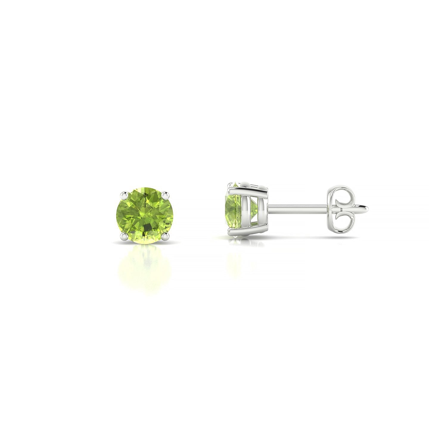 Radiance | 18k White Gold 4.5 mm Round Peridot Earrings