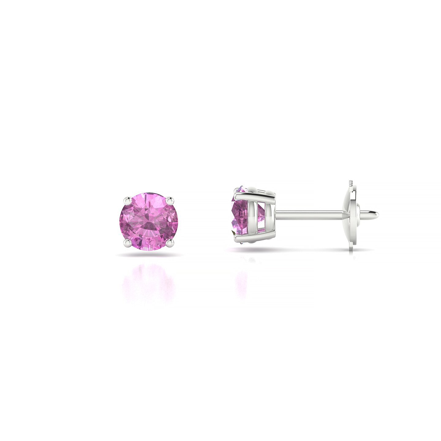 Radiance | 18k White Gold 4.5 mm Round Pink Sapphire Earrings