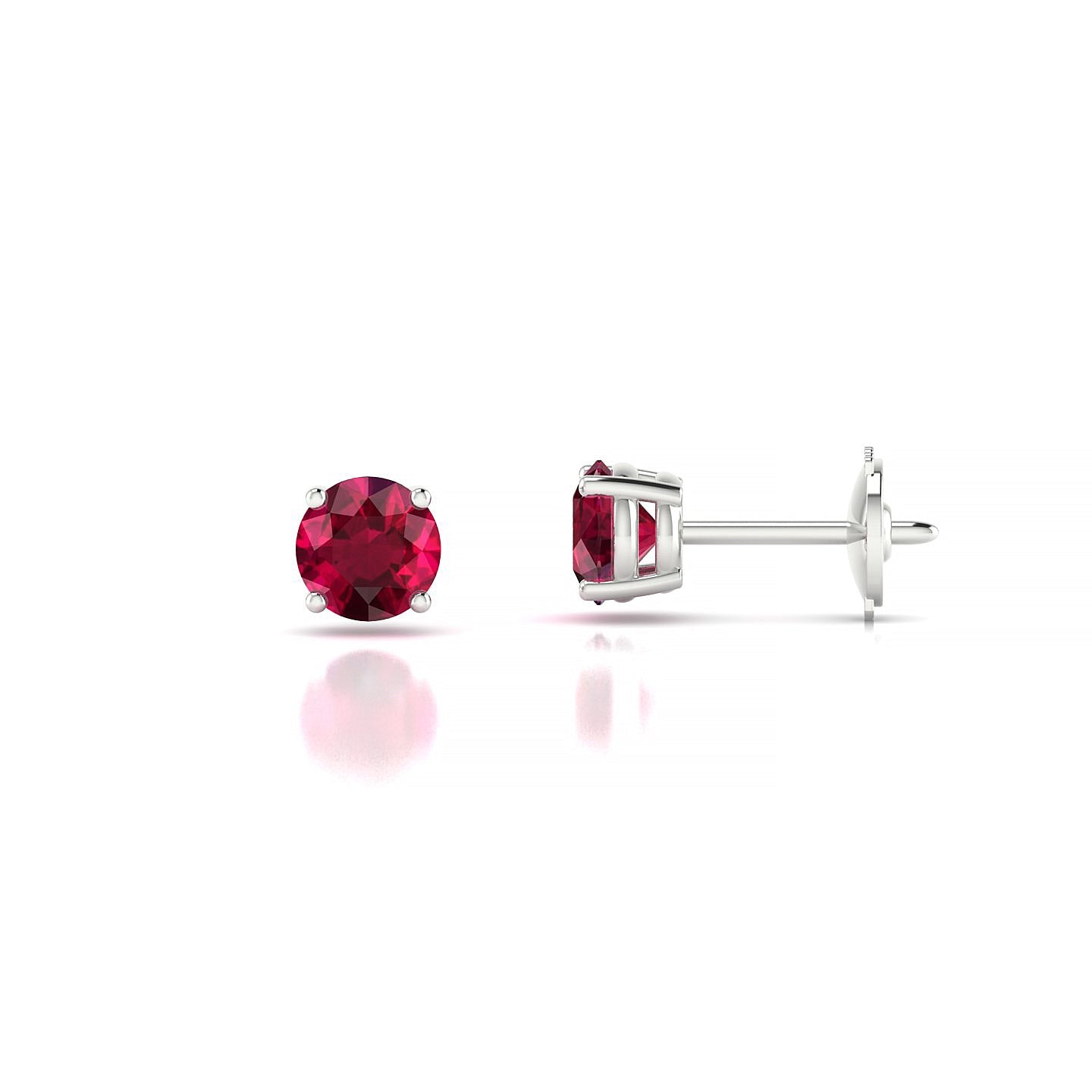 Radiance | 18k White Gold 4.5 mm Round Ruby Earrings