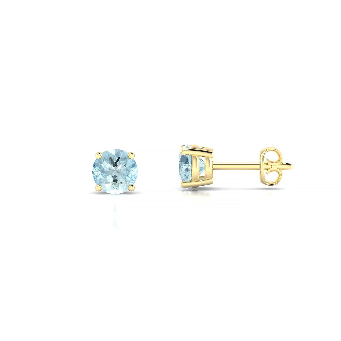 Radiance | 18k Yellow Gold 4.5 mm Round Aquamarine Earrings