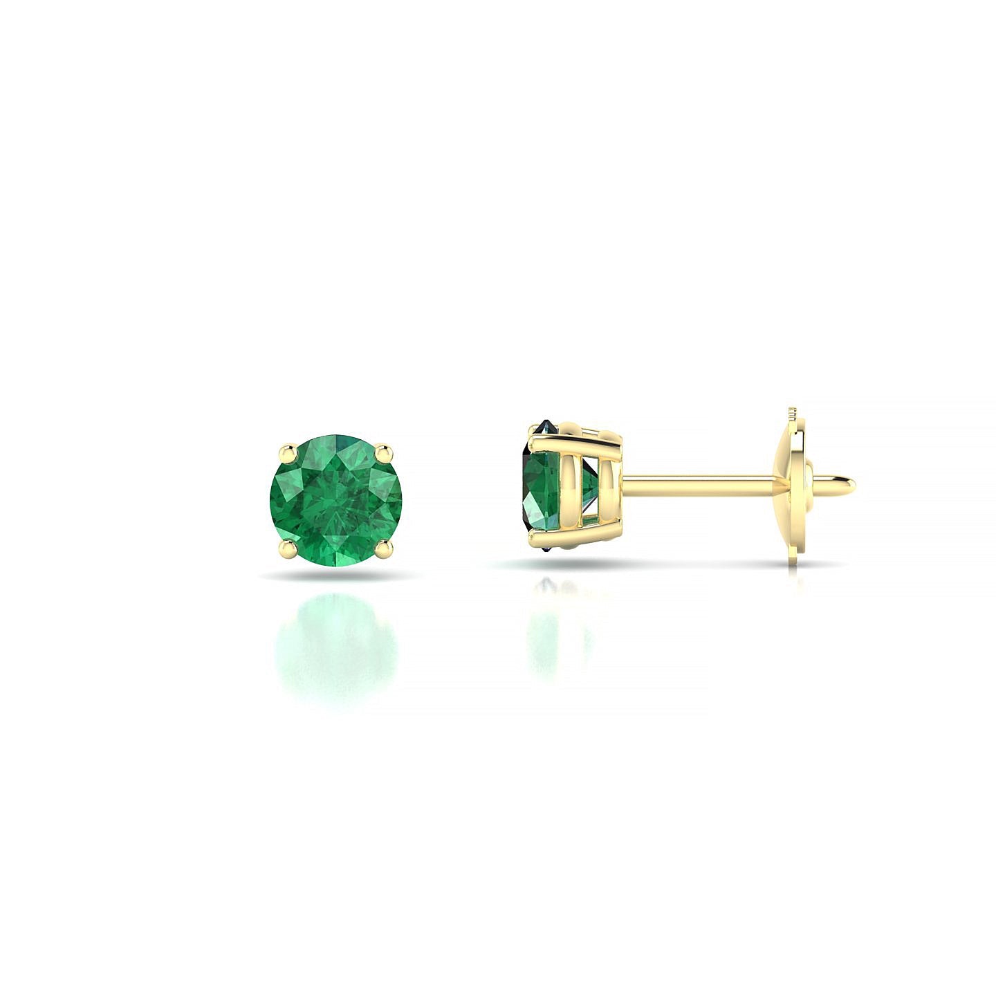 Radiance | 18k Yellow Gold 4.5 mm Round Emerald Earrings