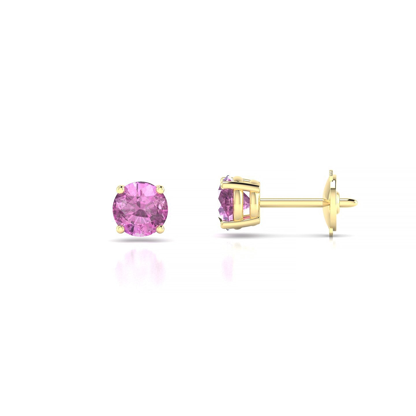 Radiance | 18k Yellow Gold 4.5 mm Round Pink Sapphire Earrings