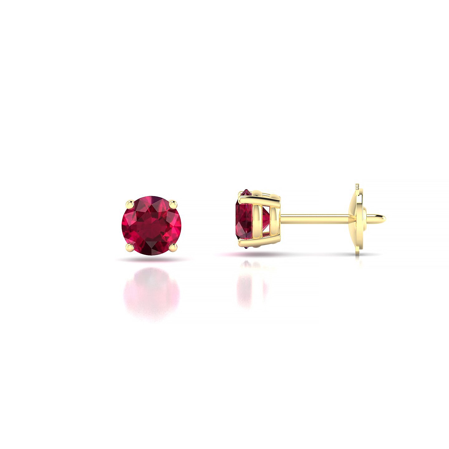 Radiance | 18k Yellow Gold 4.5 mm Round Ruby Earrings