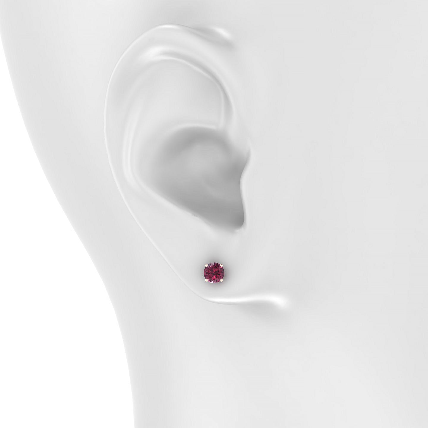 Radiance | 18k Rose Gold 4.5 mm Round Rhodolite Earrings
