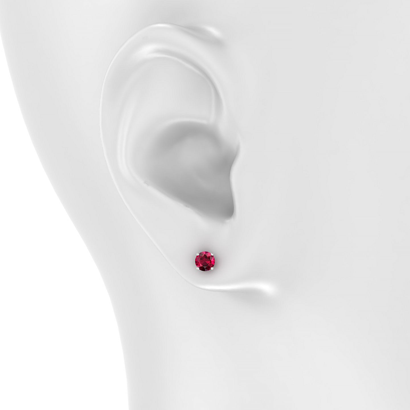 Radiance | 18k White Gold 4.5 mm Round Ruby Earrings