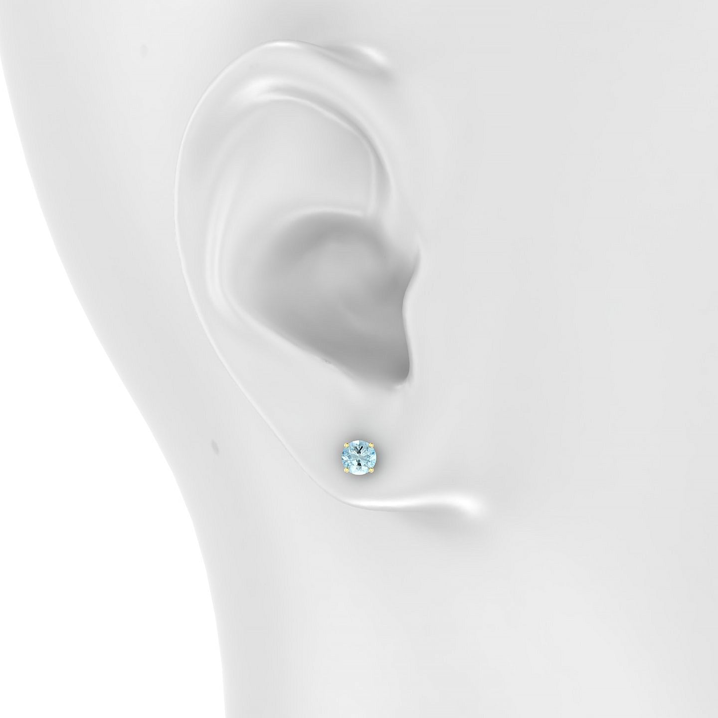 Radiance | 18k Yellow Gold 4.5 mm Round Aquamarine Earrings