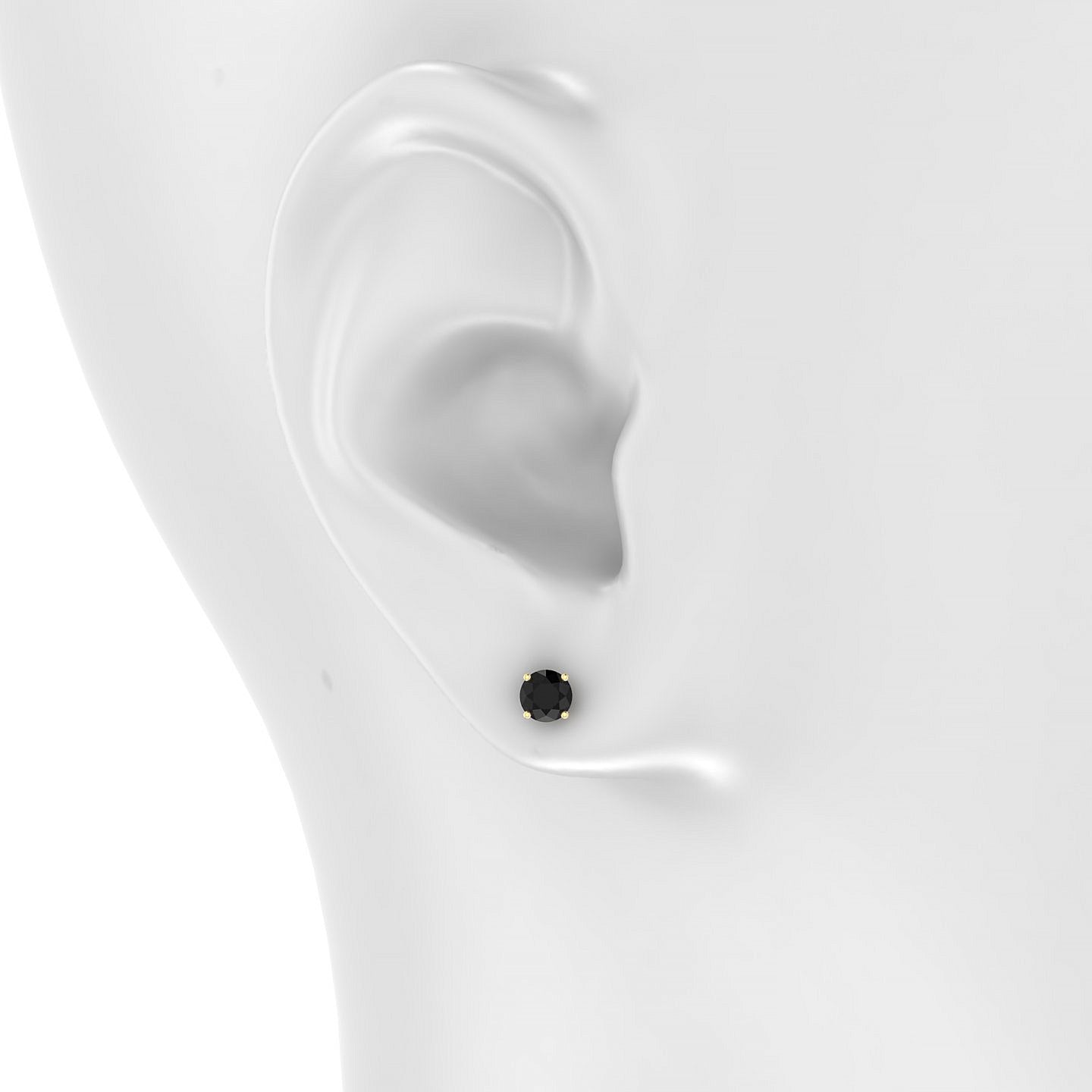 Radiance | 18k Yellow Gold 4.5 mm Round Black Diamond Earrings