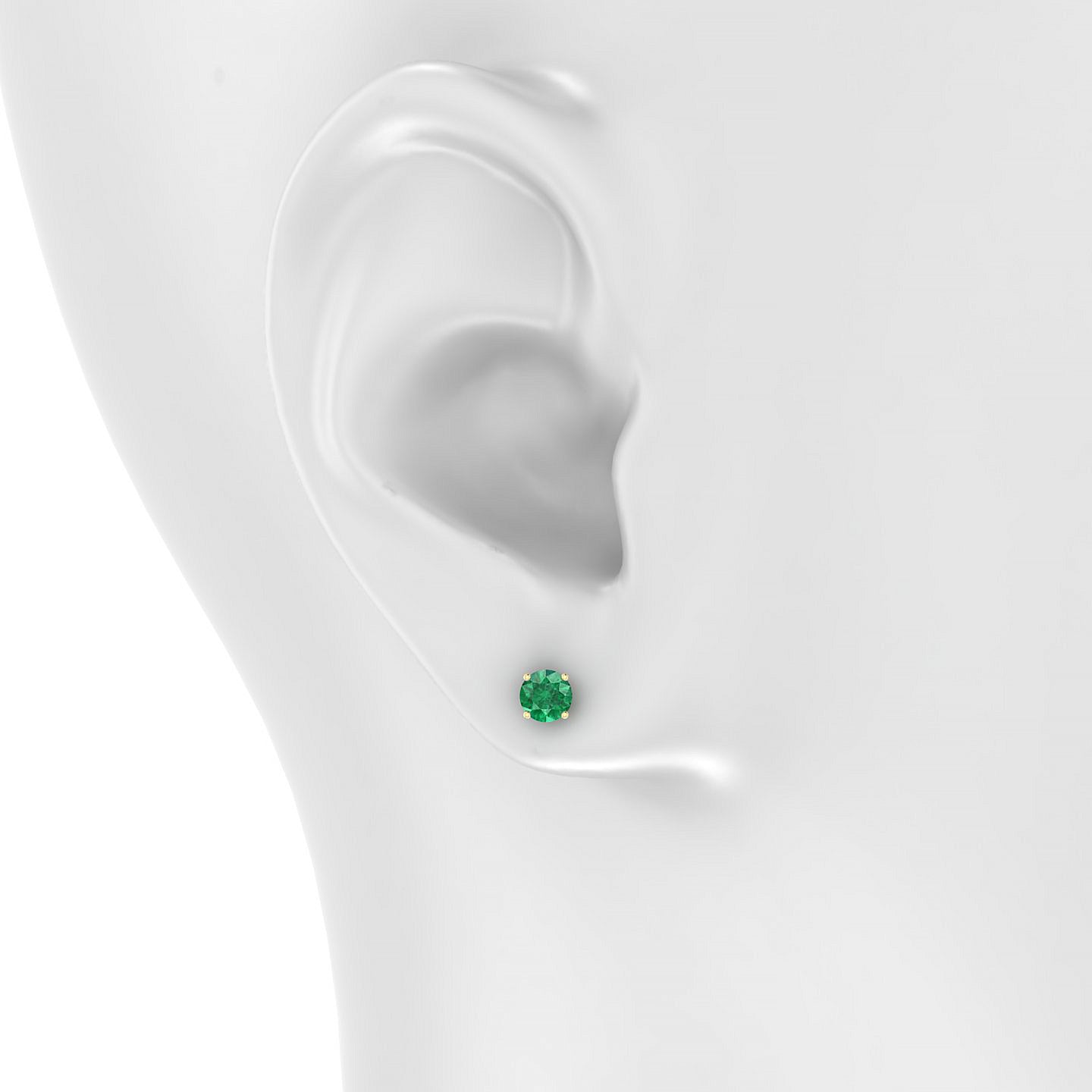 Radiance | 18k Yellow Gold 4.5 mm Round Emerald Earrings