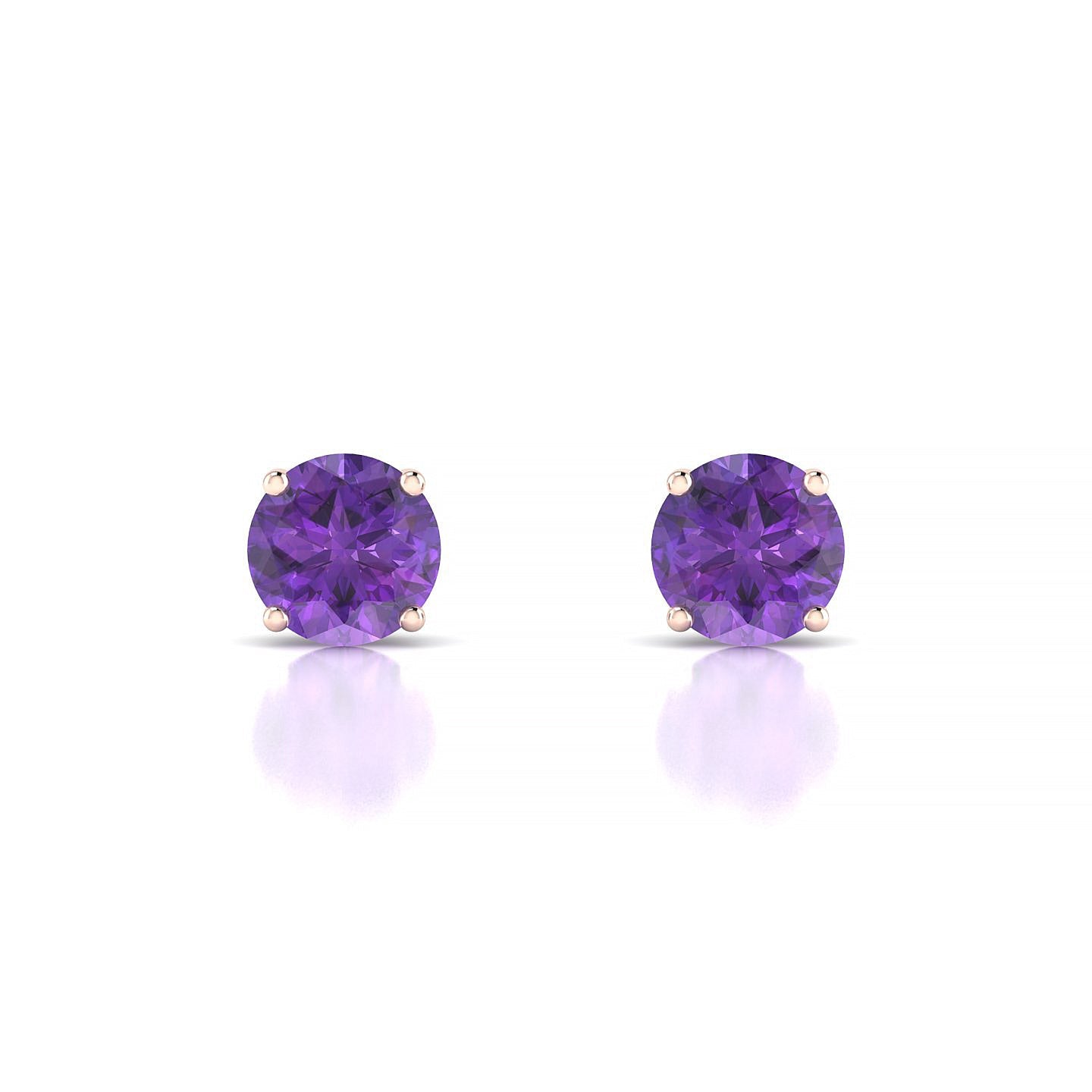 Radiance | 18k Rose Gold 6 mm Round Amethyst Earrings