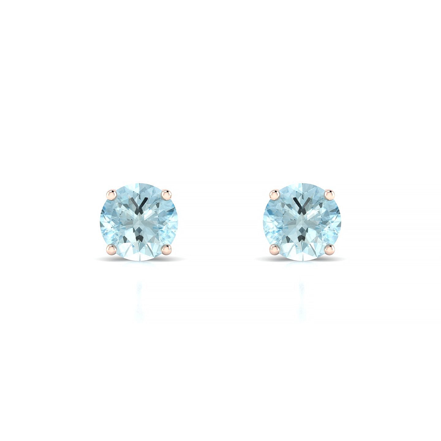 Radiance | 18k Rose Gold 6 mm Round Aquamarine Earrings
