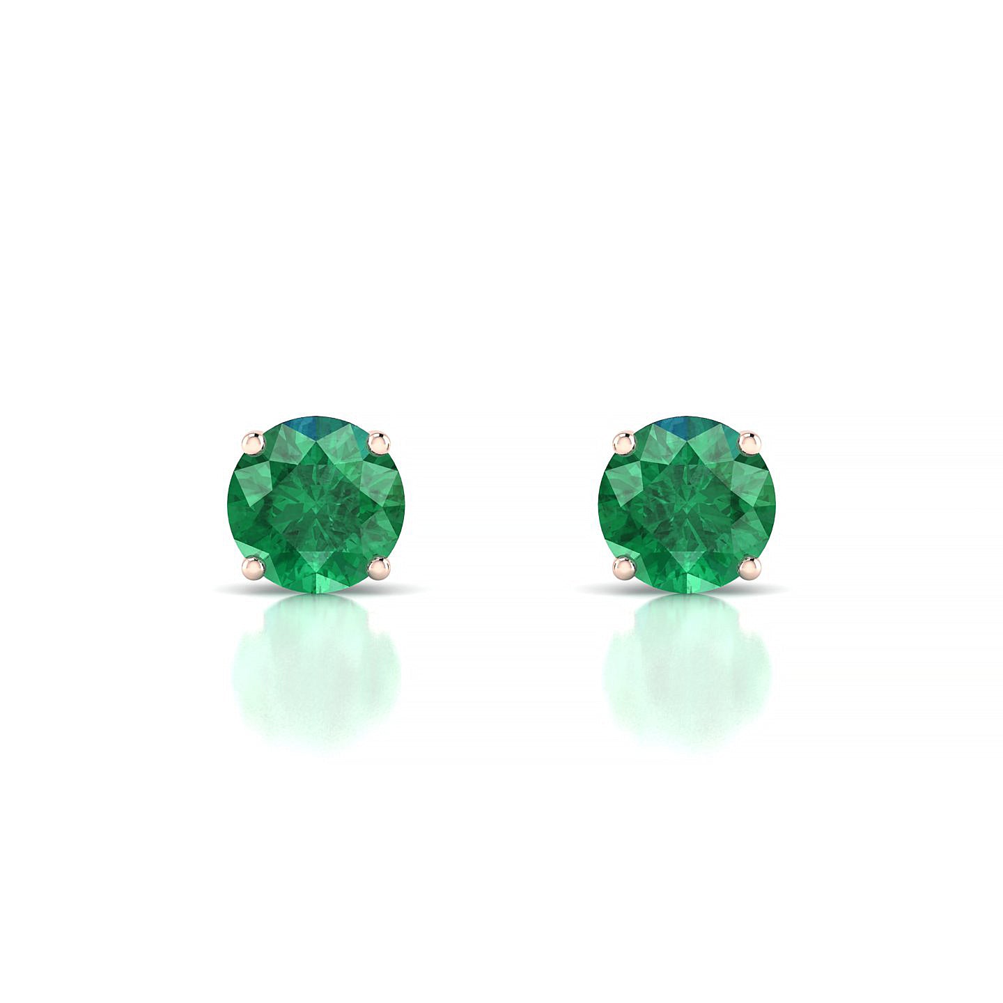 Radiance | 18k Rose Gold 6 mm Round Emerald Earrings