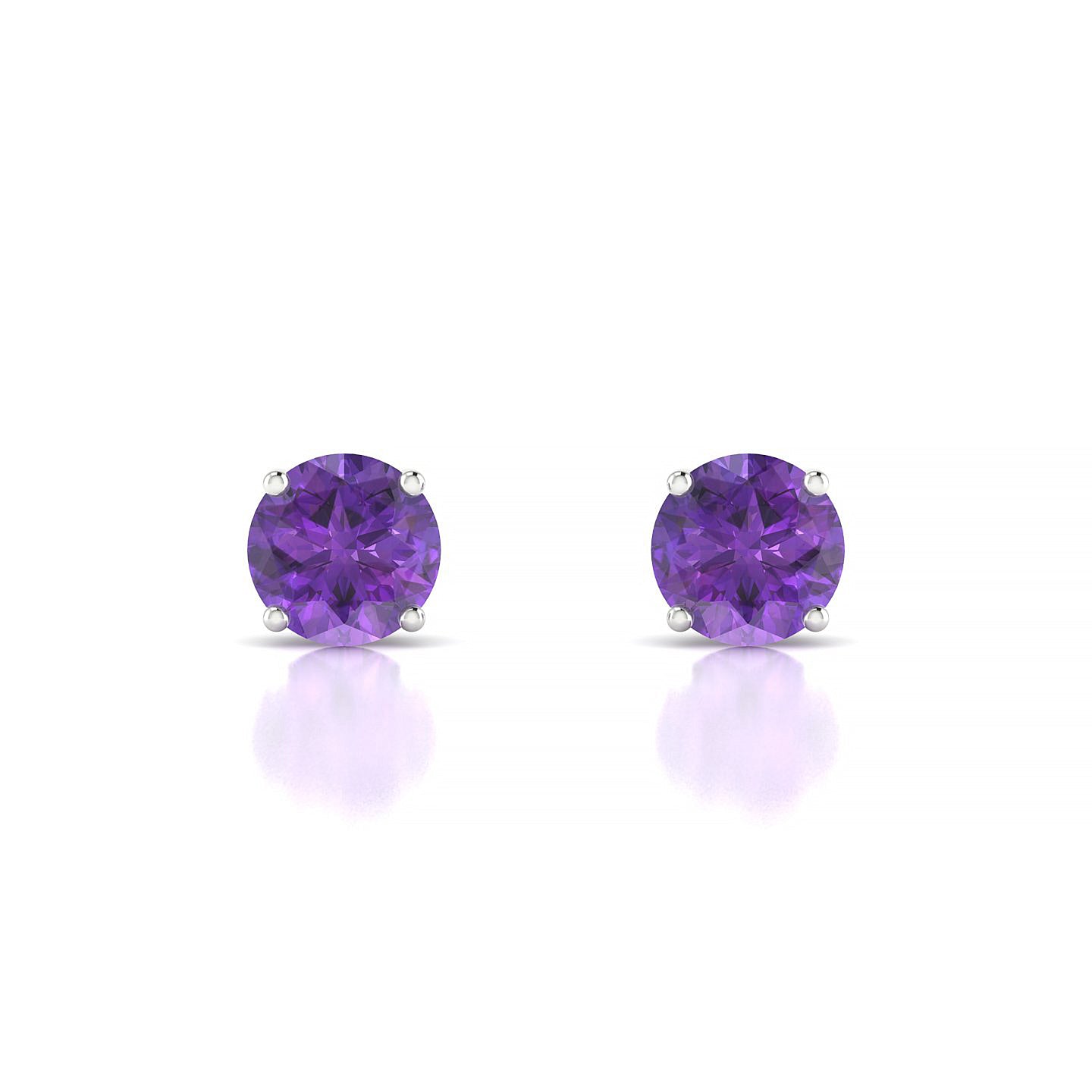 Radiance | 18k White Gold 6 mm Round Amethyst Earrings