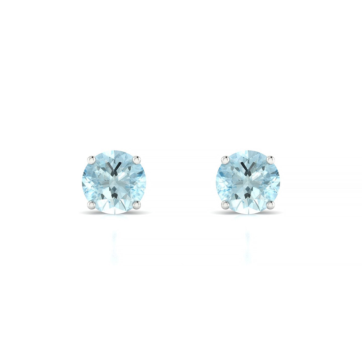 Radiance | 18k White Gold 6 mm Round Aquamarine Earrings