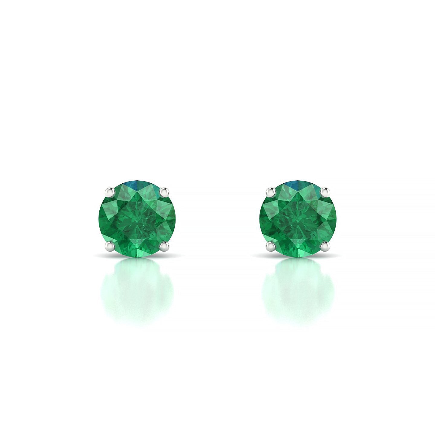 Radiance | 18k White Gold 6 mm Round Emerald Earrings