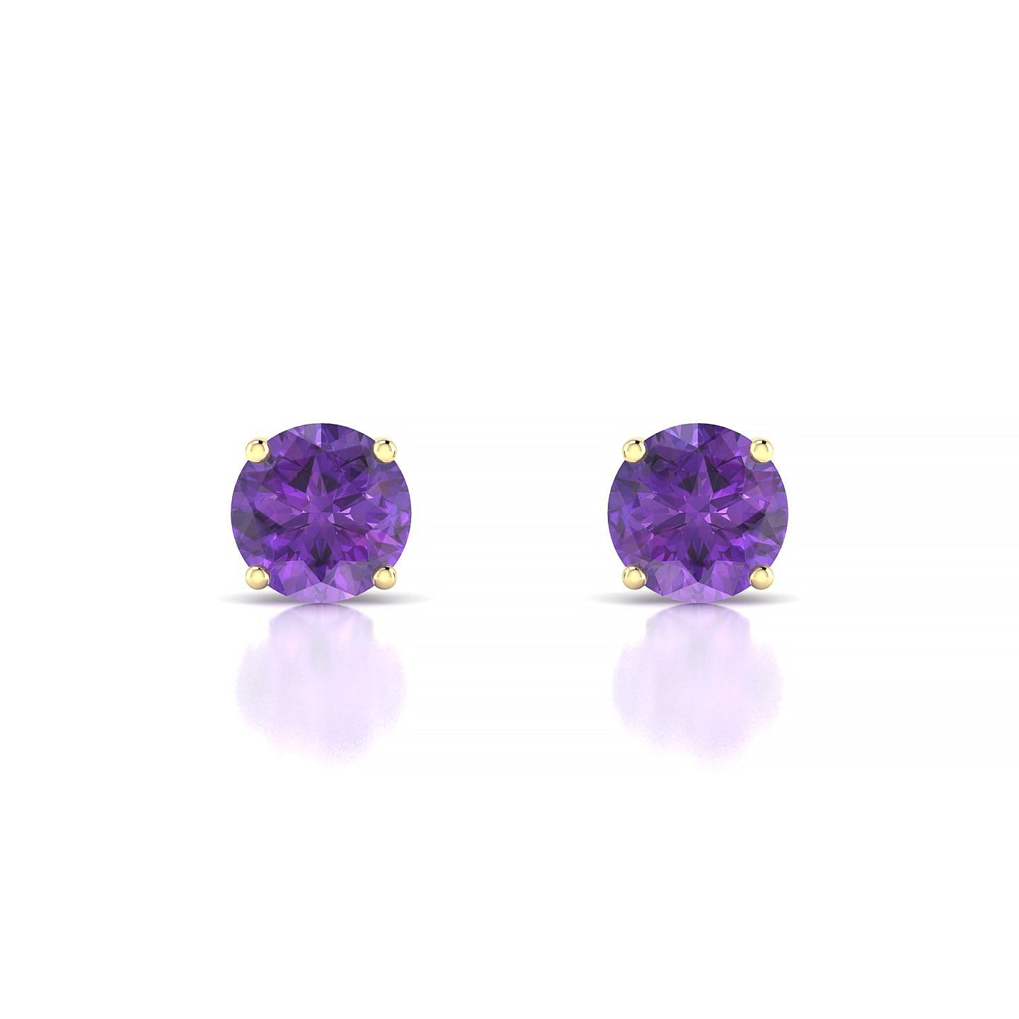 Radiance | 18k Yellow Gold 6 mm Round Amethyst Earrings