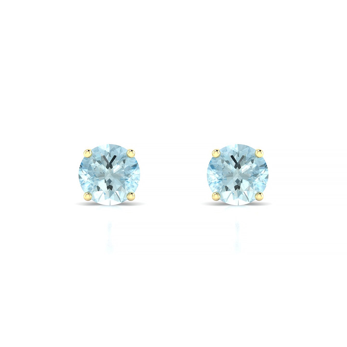 Radiance | 18k Yellow Gold 6 mm Round Aquamarine Earrings