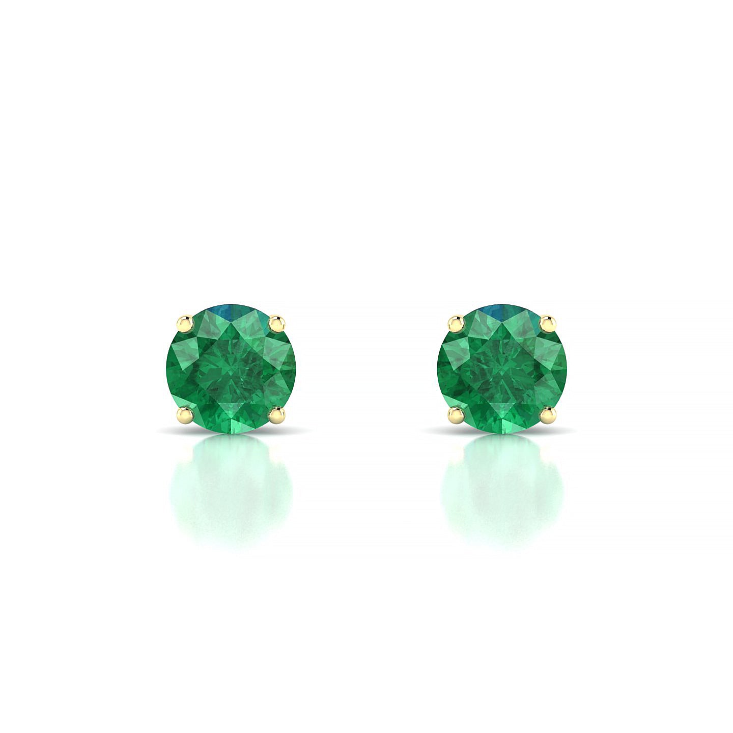 Radiance | 18k Yellow Gold 6 mm Round Emerald Earrings