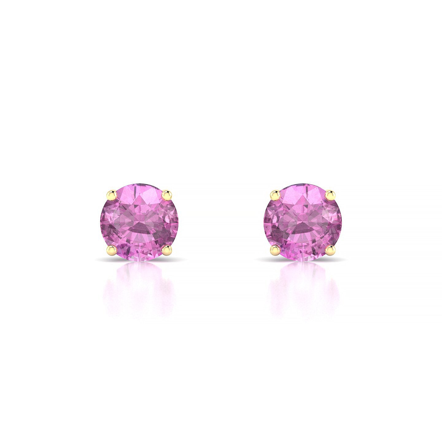 Radiance | 18k Yellow Gold 6 mm Round Pink Sapphire Earrings