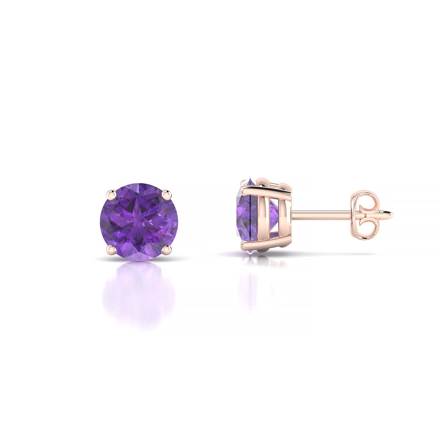 Radiance | 18k Rose Gold 6 mm Round Amethyst Earrings